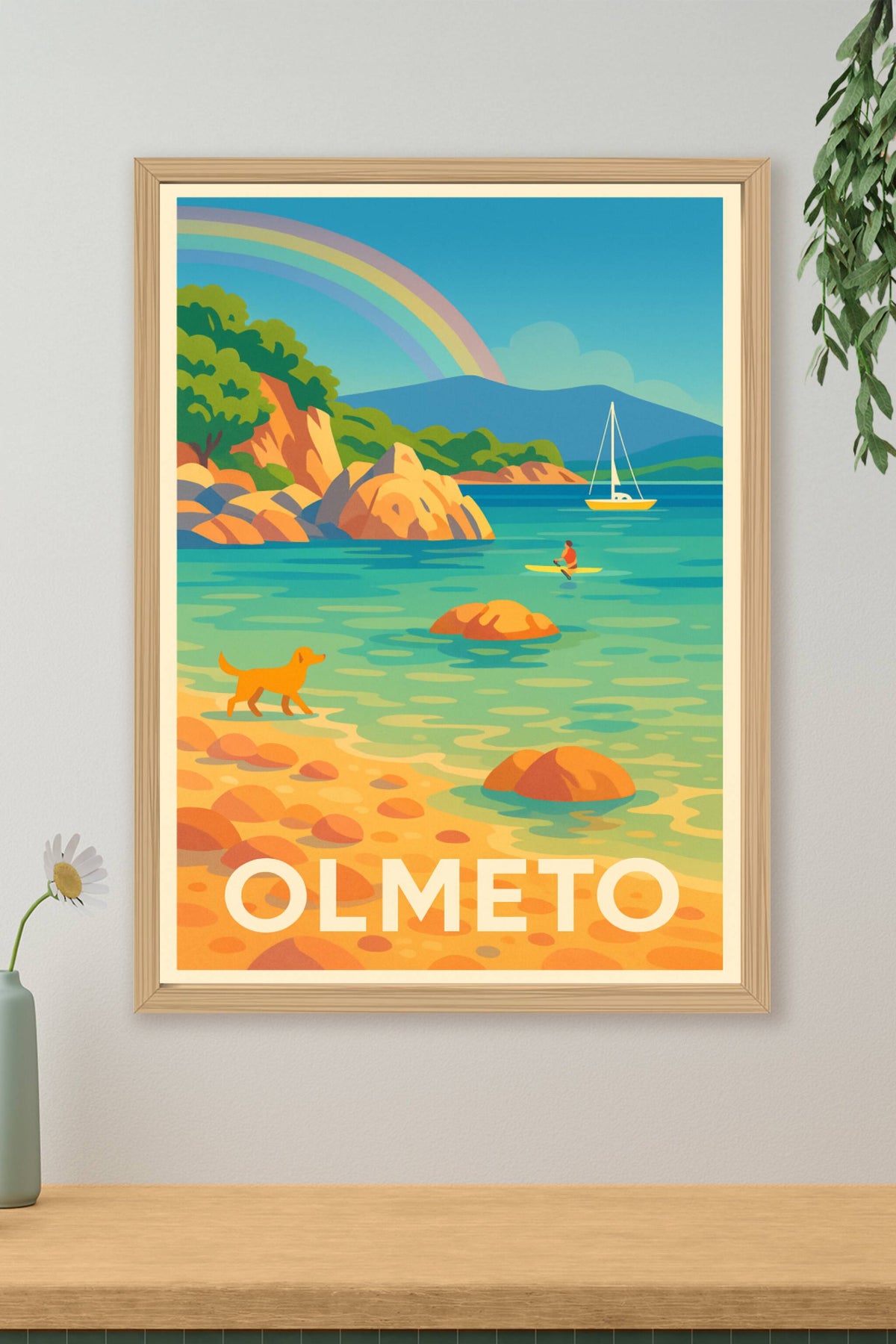 Affiche Olmeto — Tranquillité en bord de mer avec vue arc-en-ciel · poster d'art de Olmeto
