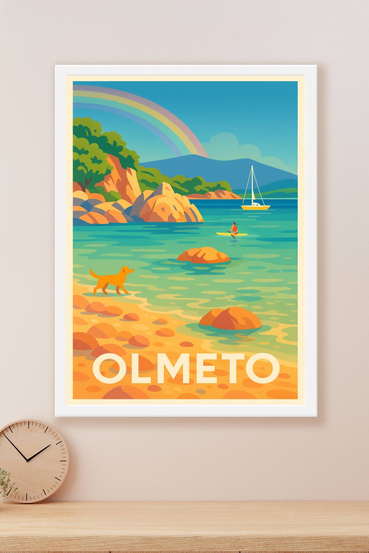 Affiche Olmeto — Tranquillité en bord de mer avec vue arc-en-ciel · poster d'art de Olmeto