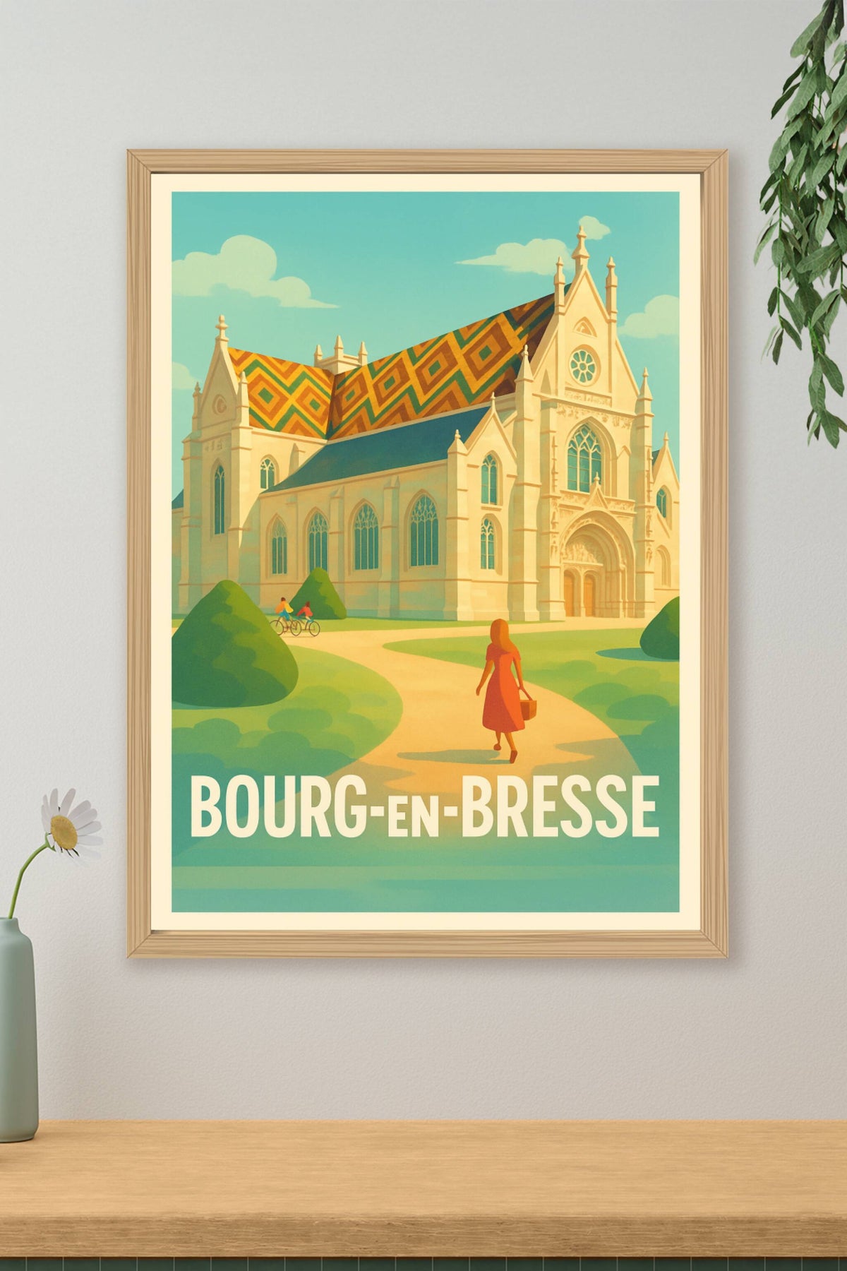 Affiche Bourg-en-Bresse — Charme et élégance au cœur de la cité · poster d'art de Bourg-en-Bresse