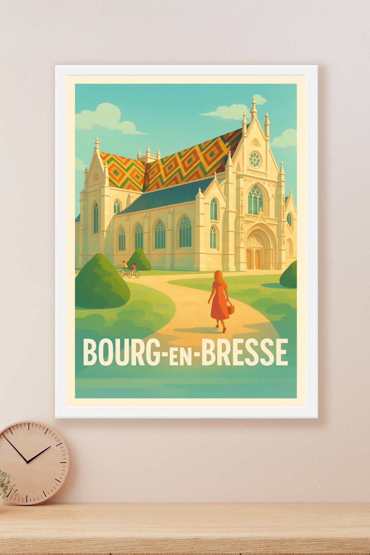 Affiche Bourg-en-Bresse — Charme et élégance au cœur de la cité · poster d'art de Bourg-en-Bresse