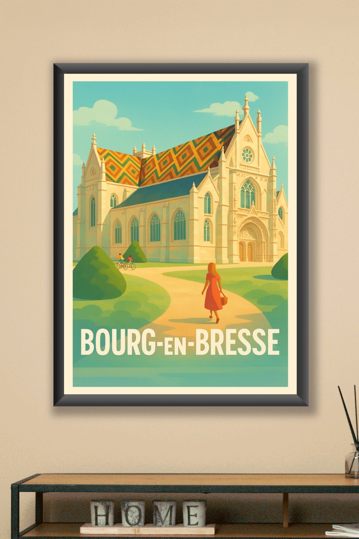 Affiche Bourg-en-Bresse — Charme et élégance au cœur de la cité · poster d'art de Bourg-en-Bresse