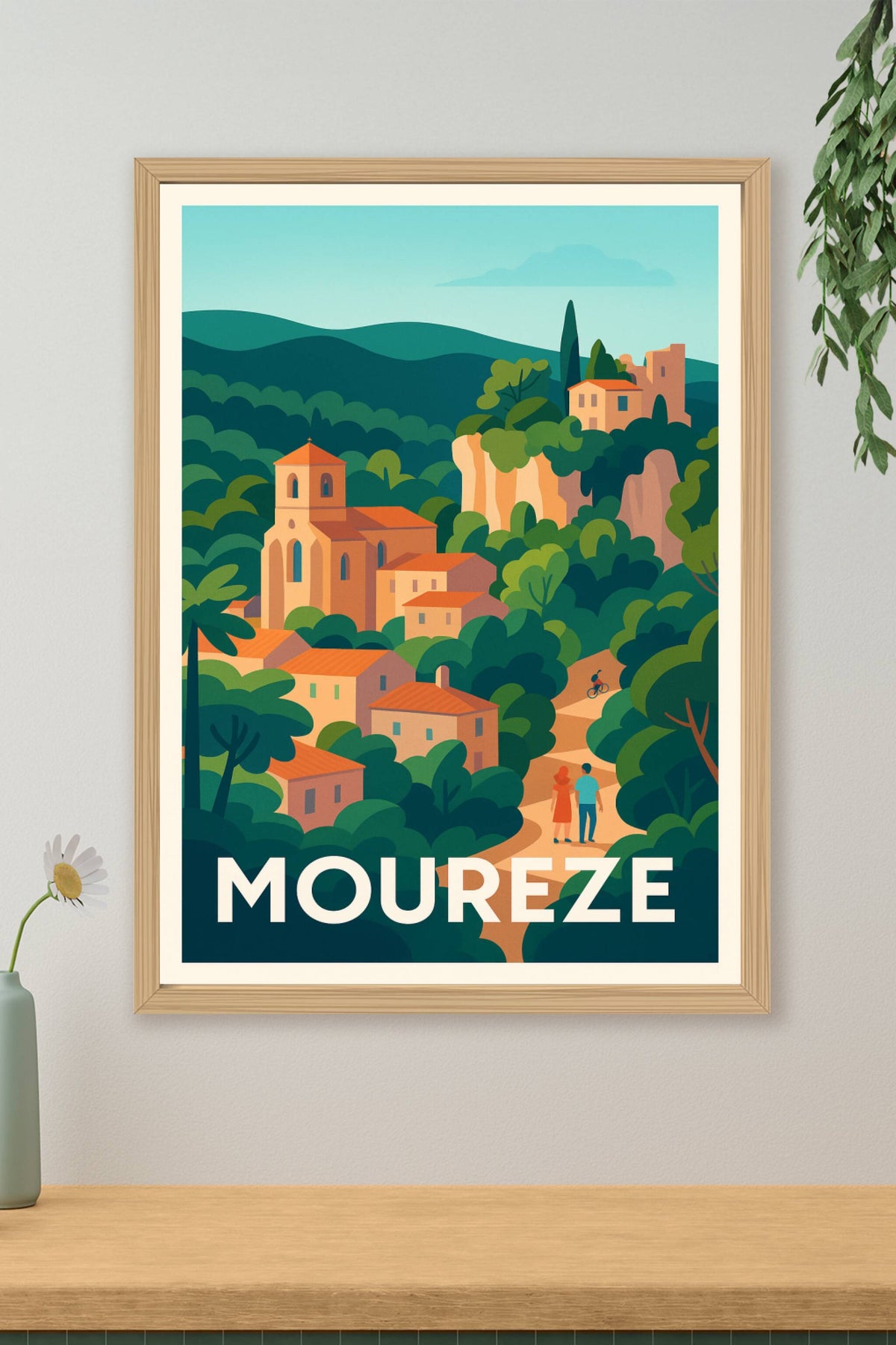 Affiche Mourèze — Charme bucolique au cœur des Causses · poster d'art de Mourèze