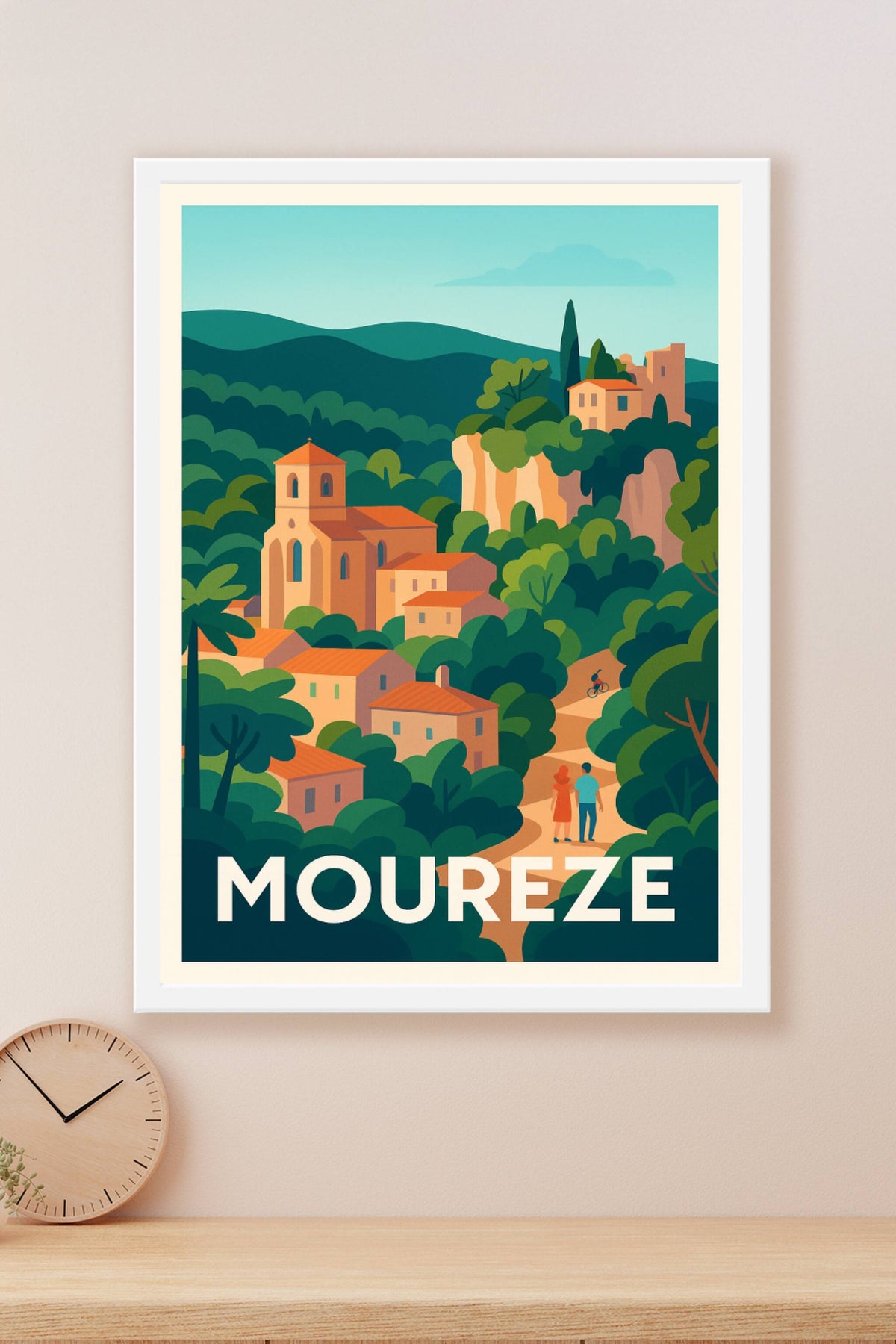 Affiche Mourèze — Charme bucolique au cœur des Causses · poster d'art de Mourèze