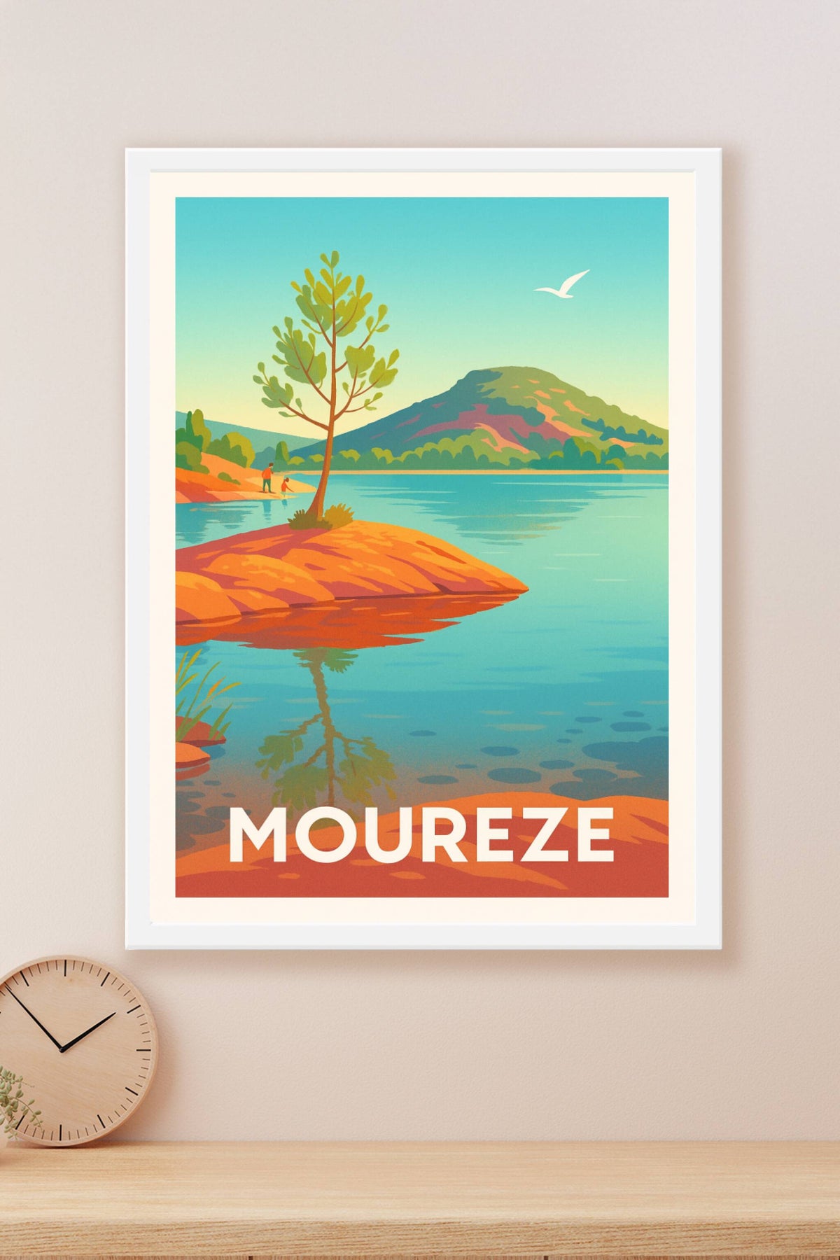 Affiche Mourèze — Sérénité au bord de l'eau · poster d'art de Mourèze