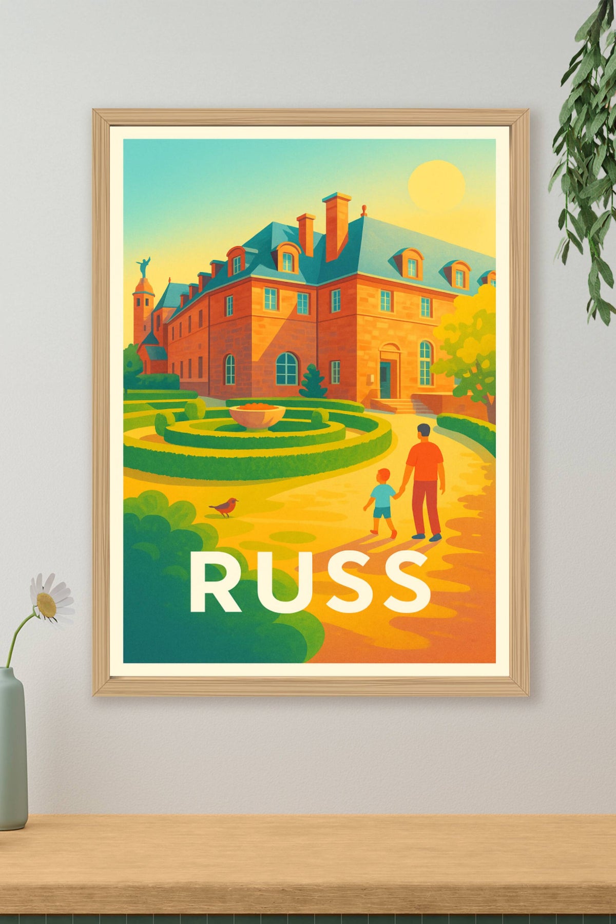 Affiche Russ — Flânerie ensoleillée au château de campagne · poster d'art de Russ