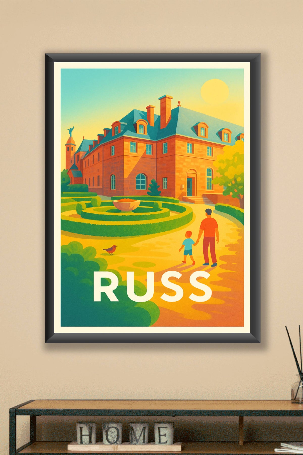 Affiche Russ — Flânerie ensoleillée au château de campagne · poster d'art de Russ