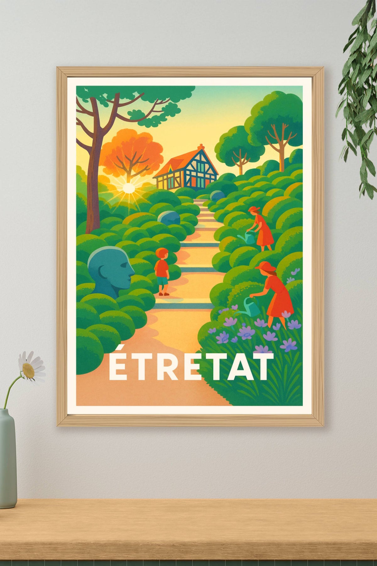 Affiche Étretat — Havre de paix et nature luxuriante · poster d'art de Étretat