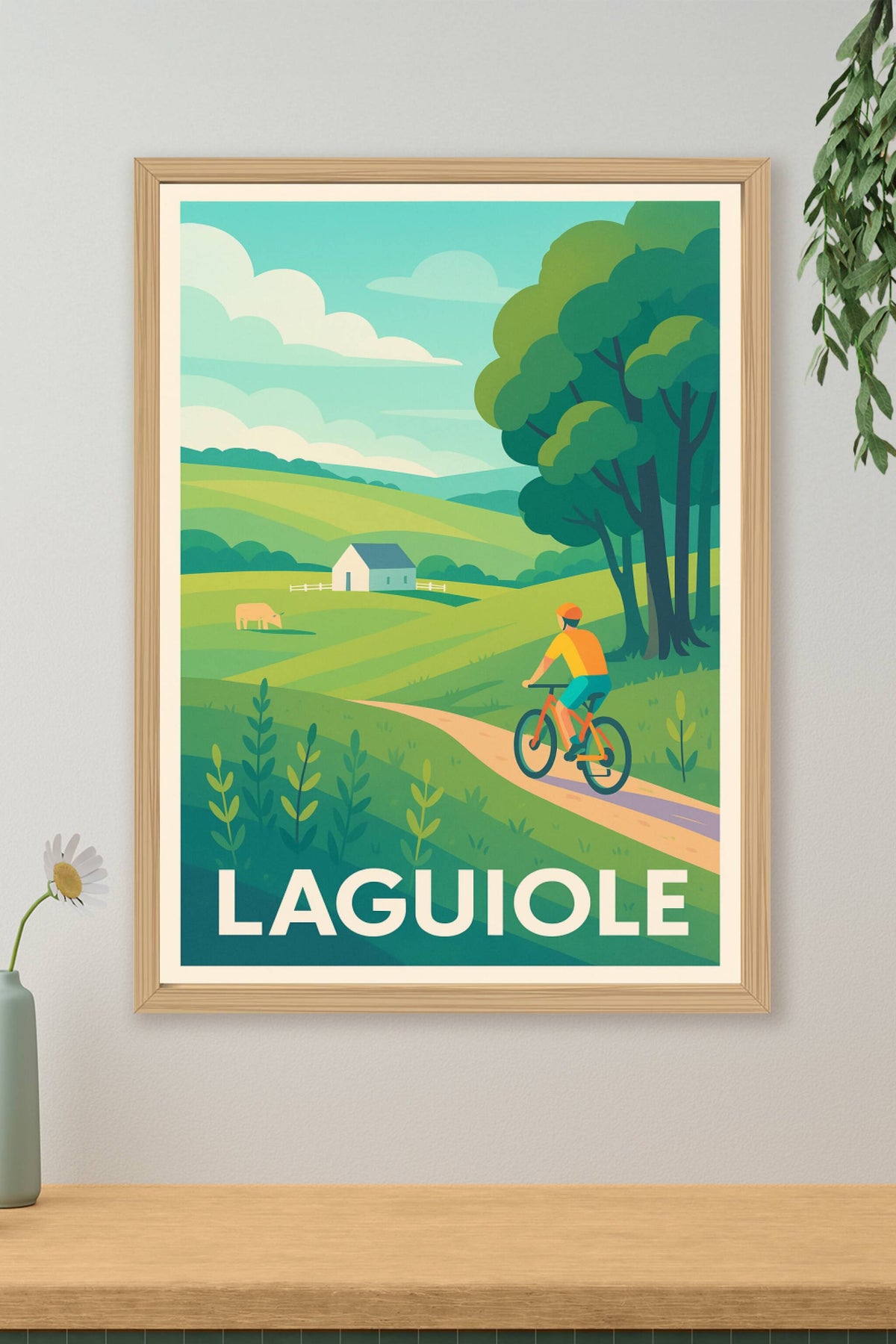 Affiche Laguiole — Escapade nature à vélo · poster d'art de Laguiole