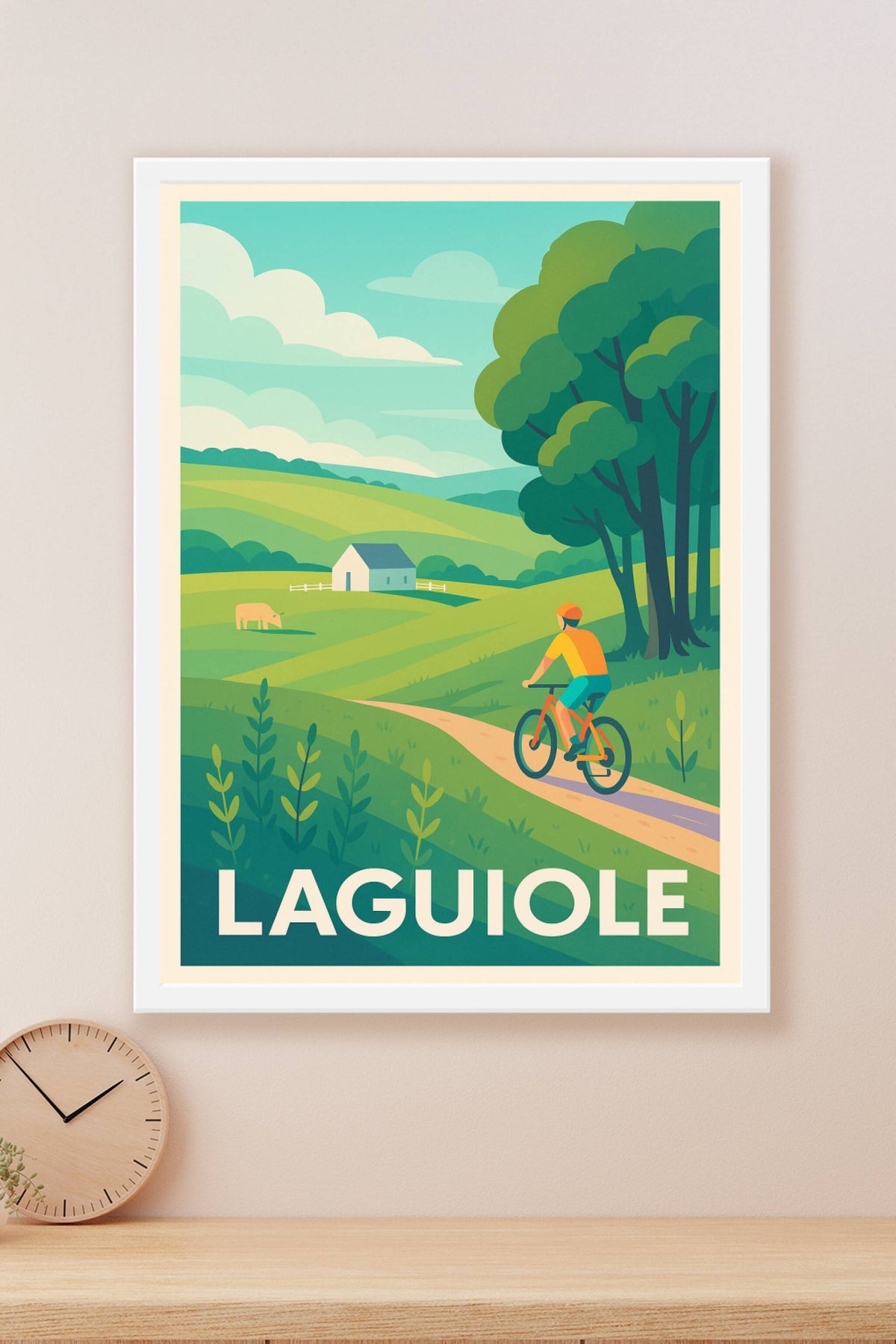 Affiche Laguiole — Escapade nature à vélo · poster d'art de Laguiole