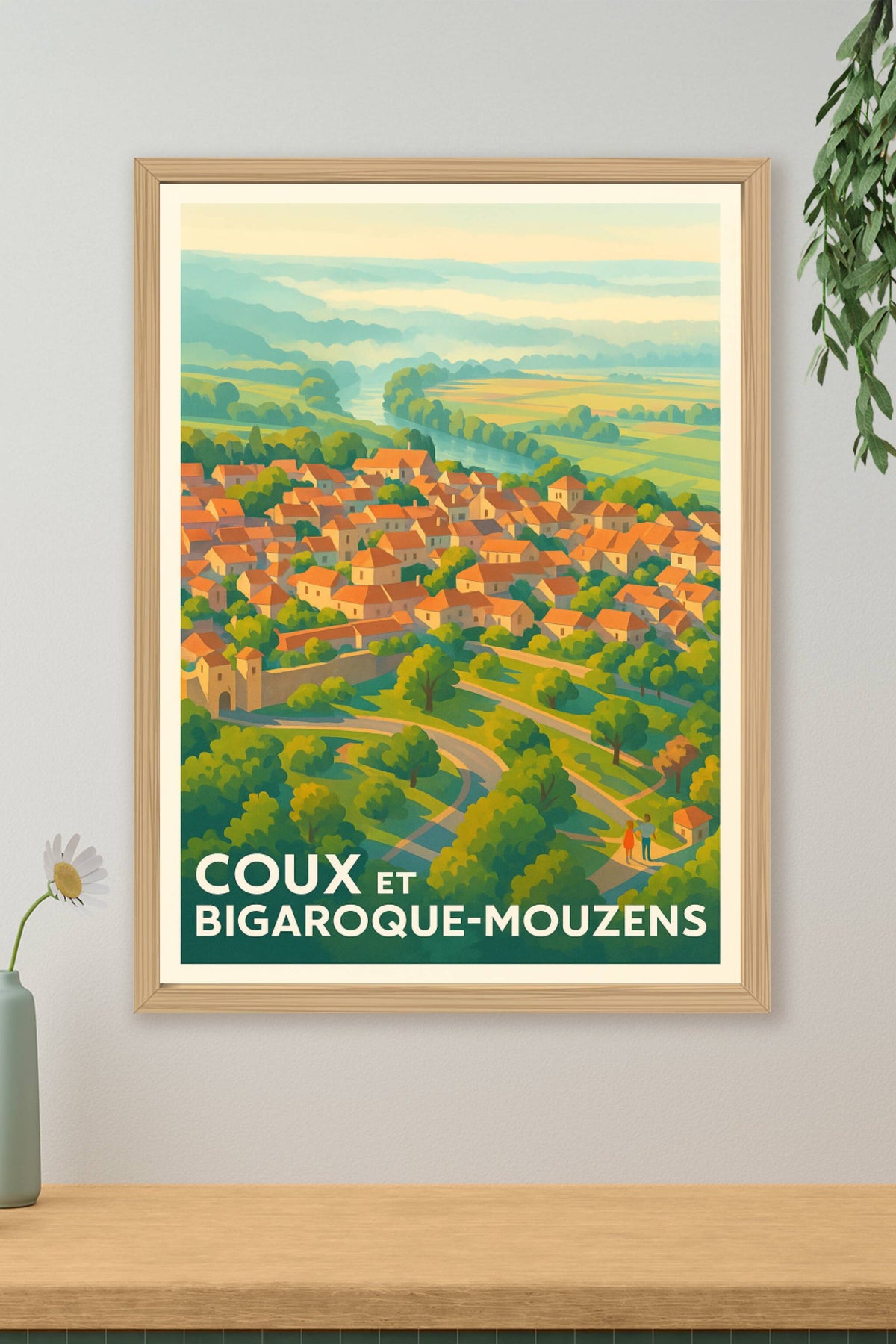 Affiche Coux et Bigaroque-Mouzens — Charme bucolique au cœur de la Dordogne · poster d'art de Coux et Bigaroque-Mouzens