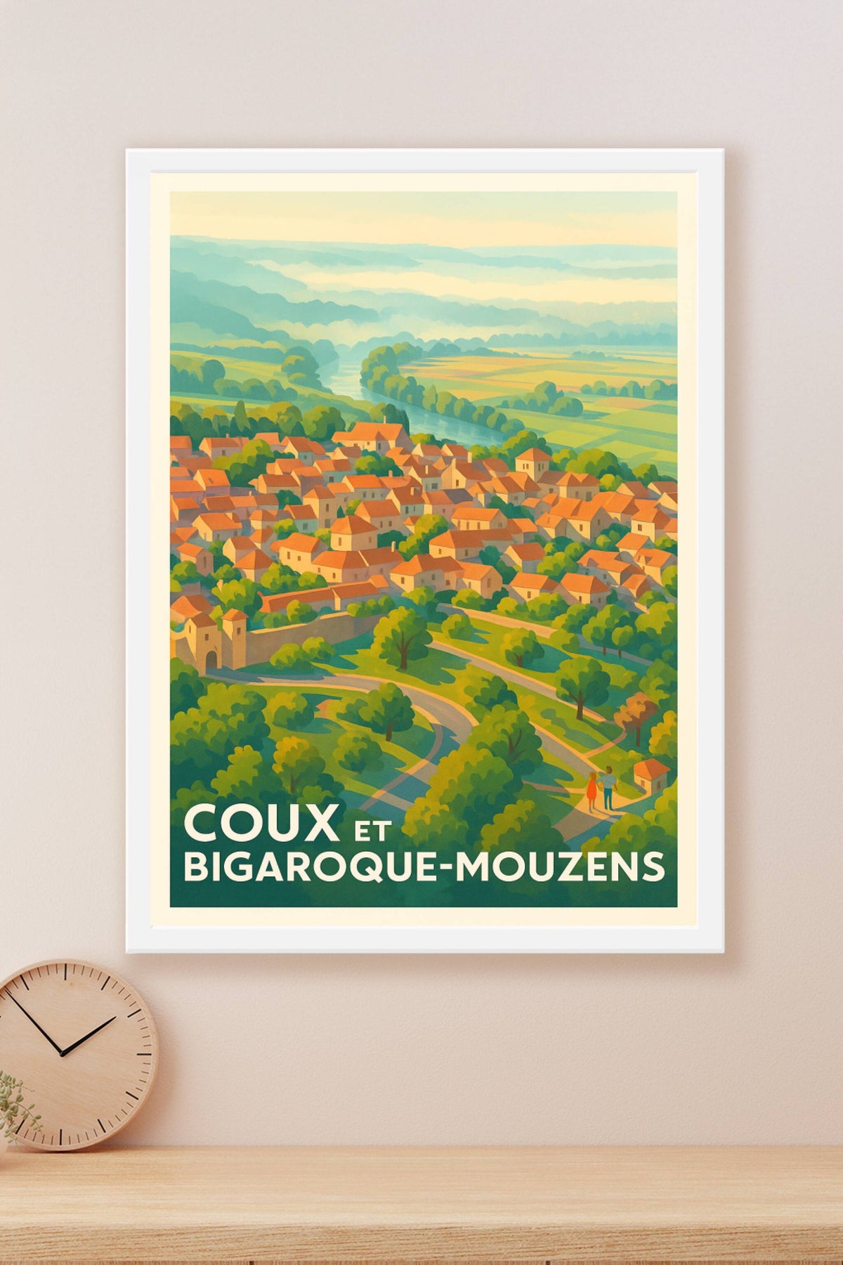 Affiche Coux et Bigaroque-Mouzens — Charme bucolique au cœur de la Dordogne · poster d'art de Coux et Bigaroque-Mouzens