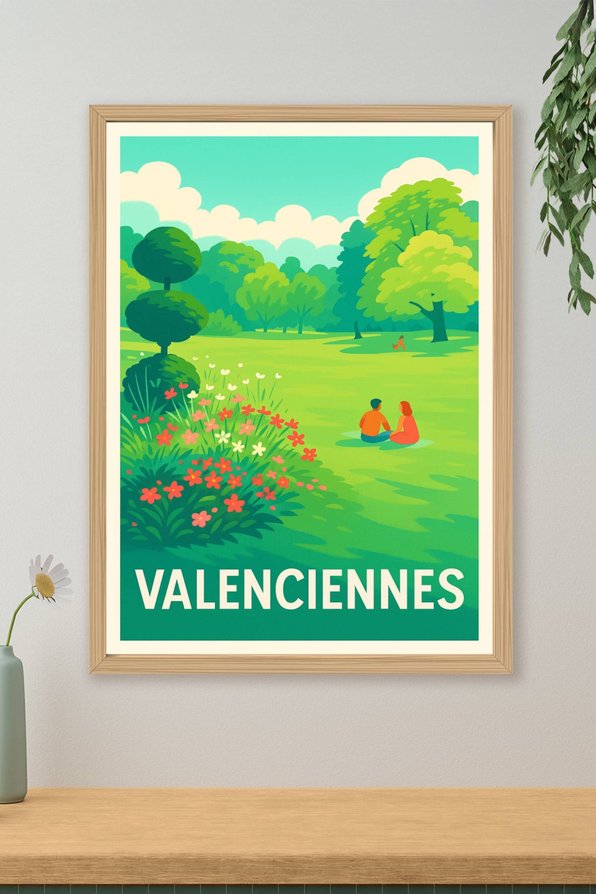 Affiche Valenciennes — L'évasion bucolique au cœur des espaces verts · poster d'art de Valenciennes