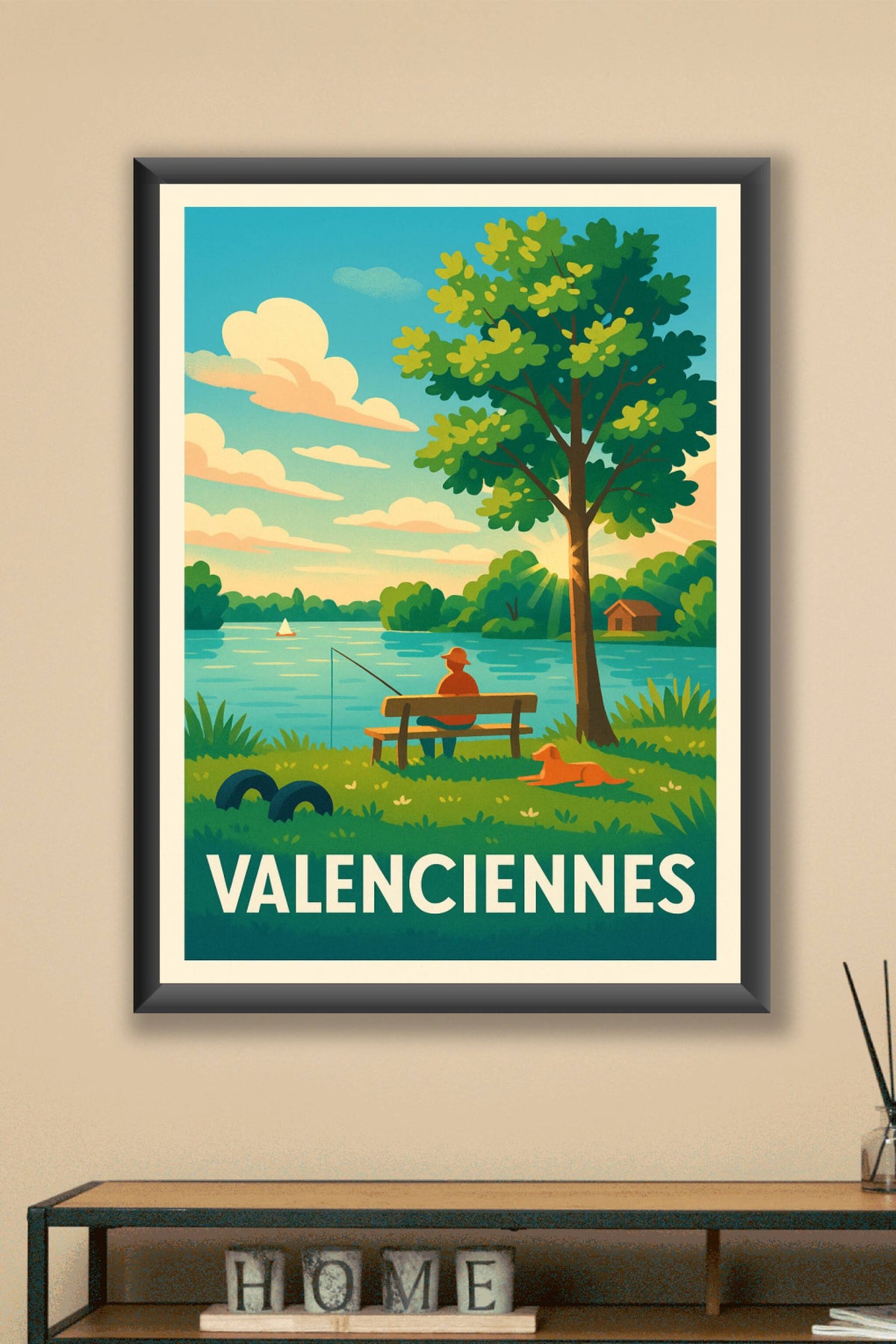 Affiche Valenciennes — Sérénité au bord de l'eau · poster d'art de Valenciennes