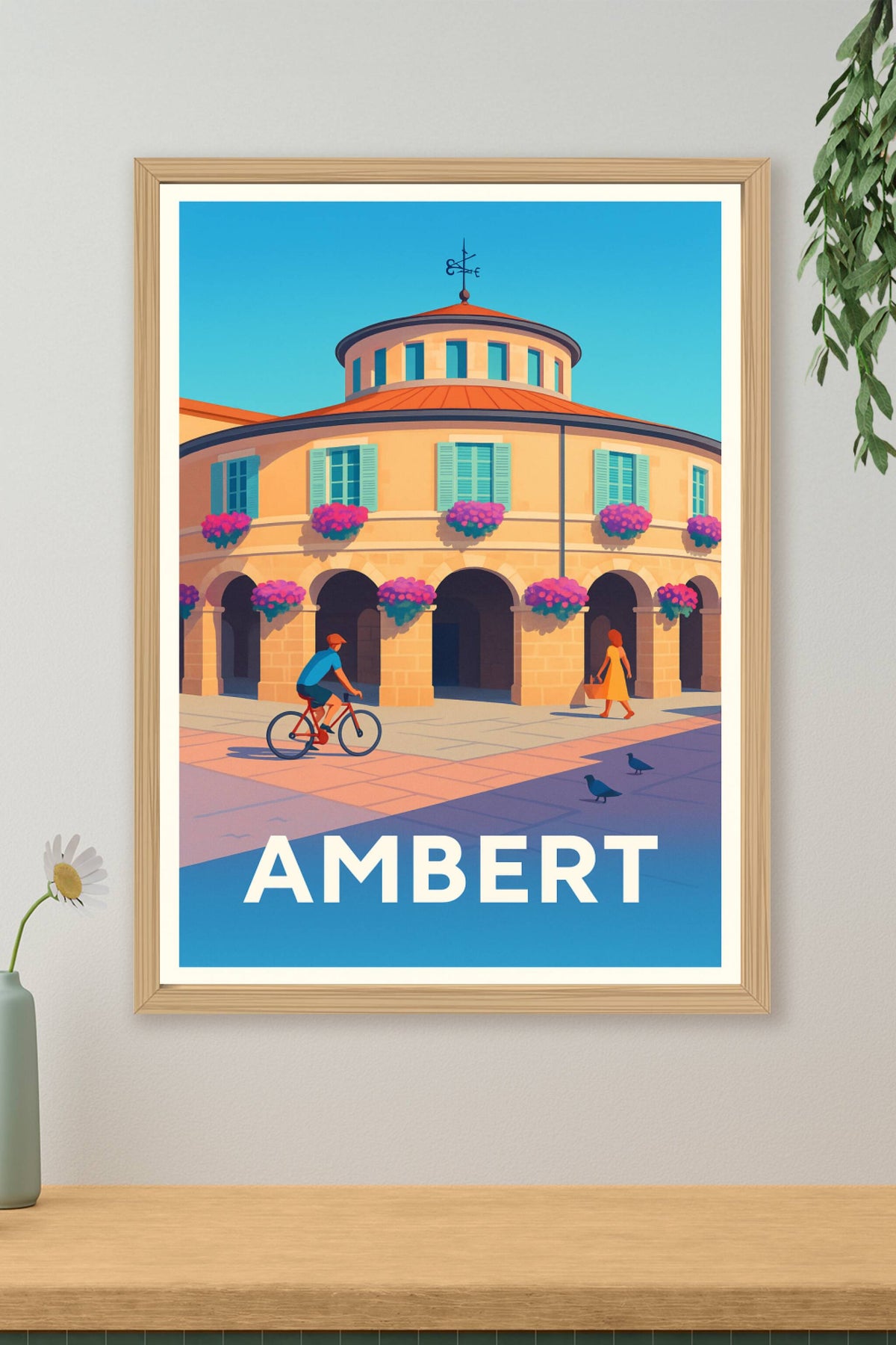 Affiche Ambert — Charme et lumière au cœur de la place · poster d'art de Ambert