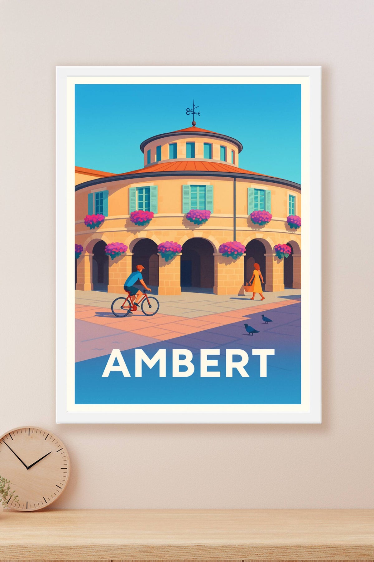Affiche Ambert — Charme et lumière au cœur de la place · poster d'art de Ambert