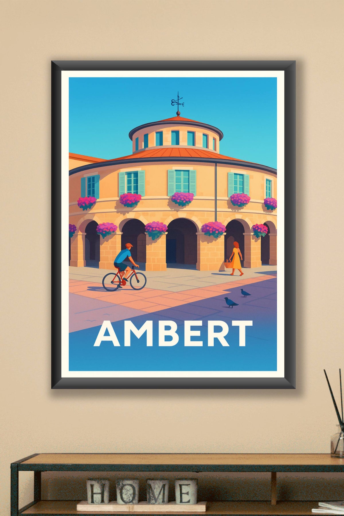 Affiche Ambert — Charme et lumière au cœur de la place · poster d'art de Ambert