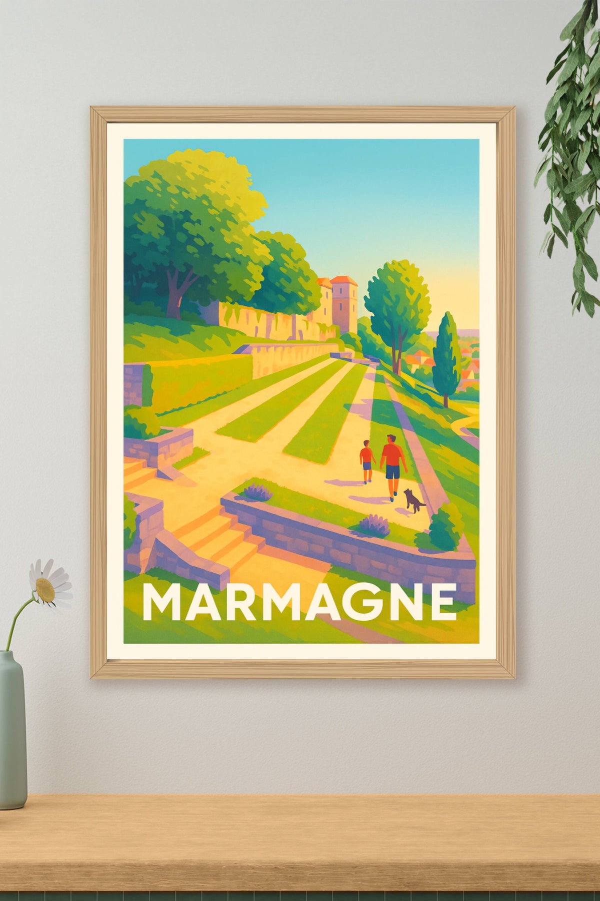 Affiche Marmagne — Promenade ensoleillée dans un écrin de verdure · poster d'art de Marmagne