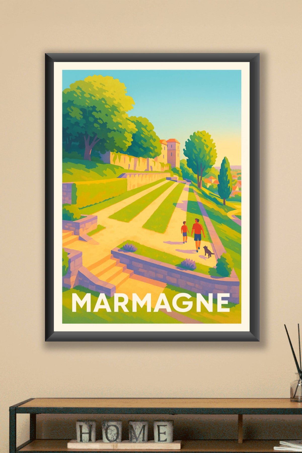 Affiche Marmagne — Promenade ensoleillée dans un écrin de verdure · poster d'art de Marmagne