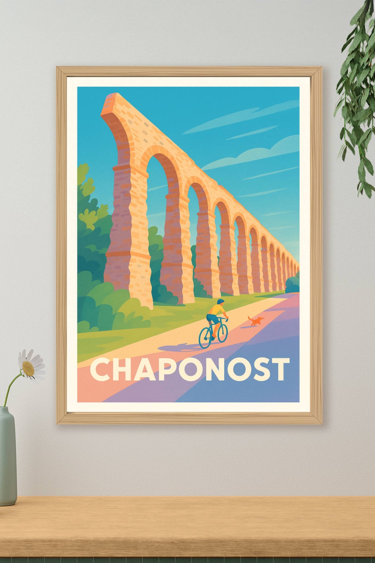 Affiche Chaponost — L'aqueduc emblématique en pleine lumière · poster d'art de Chaponost