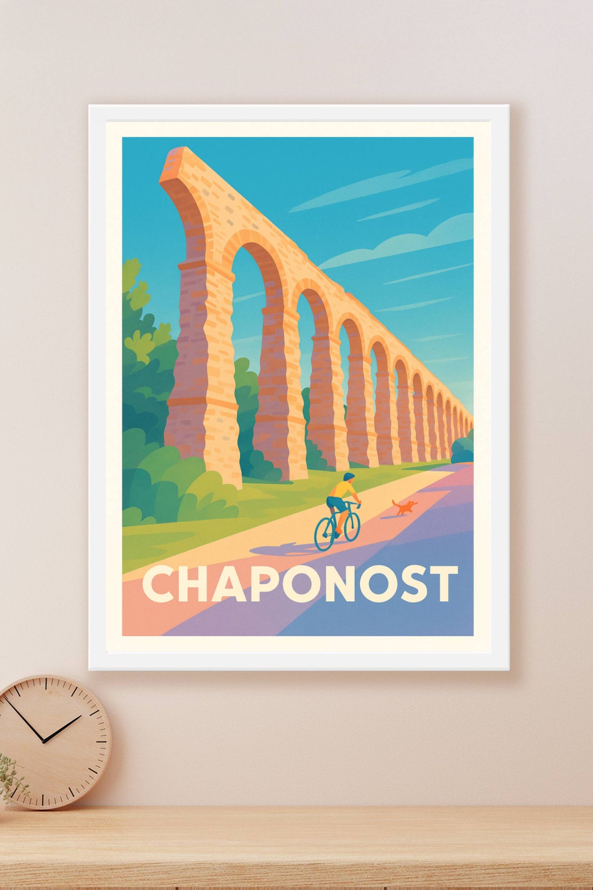 Affiche Chaponost — L'aqueduc emblématique en pleine lumière · poster d'art de Chaponost