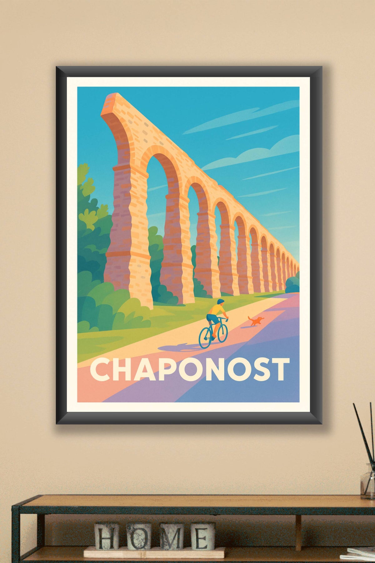 Affiche Chaponost — L'aqueduc emblématique en pleine lumière · poster d'art de Chaponost