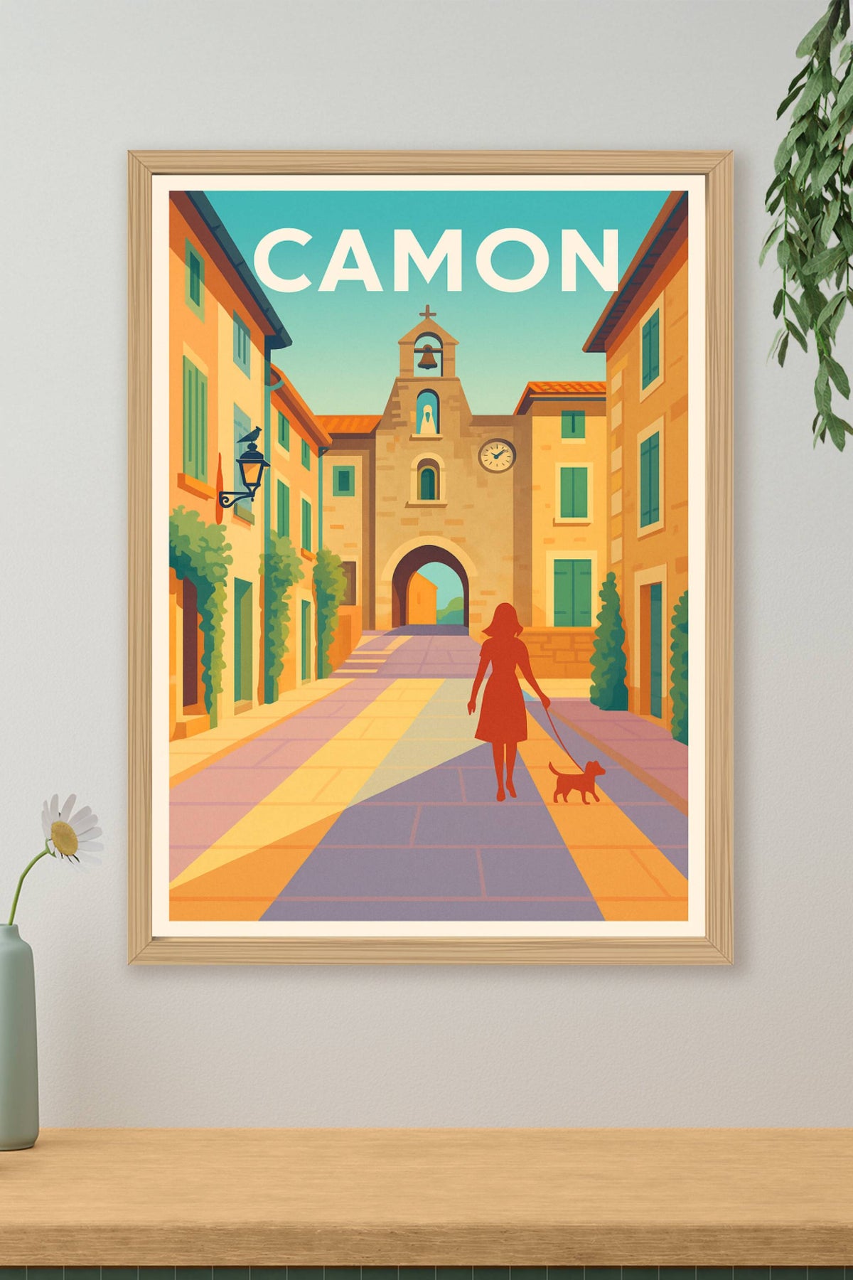 Affiche Camon — Flânerie ensoleillée au cœur du village · poster d'art de Camon