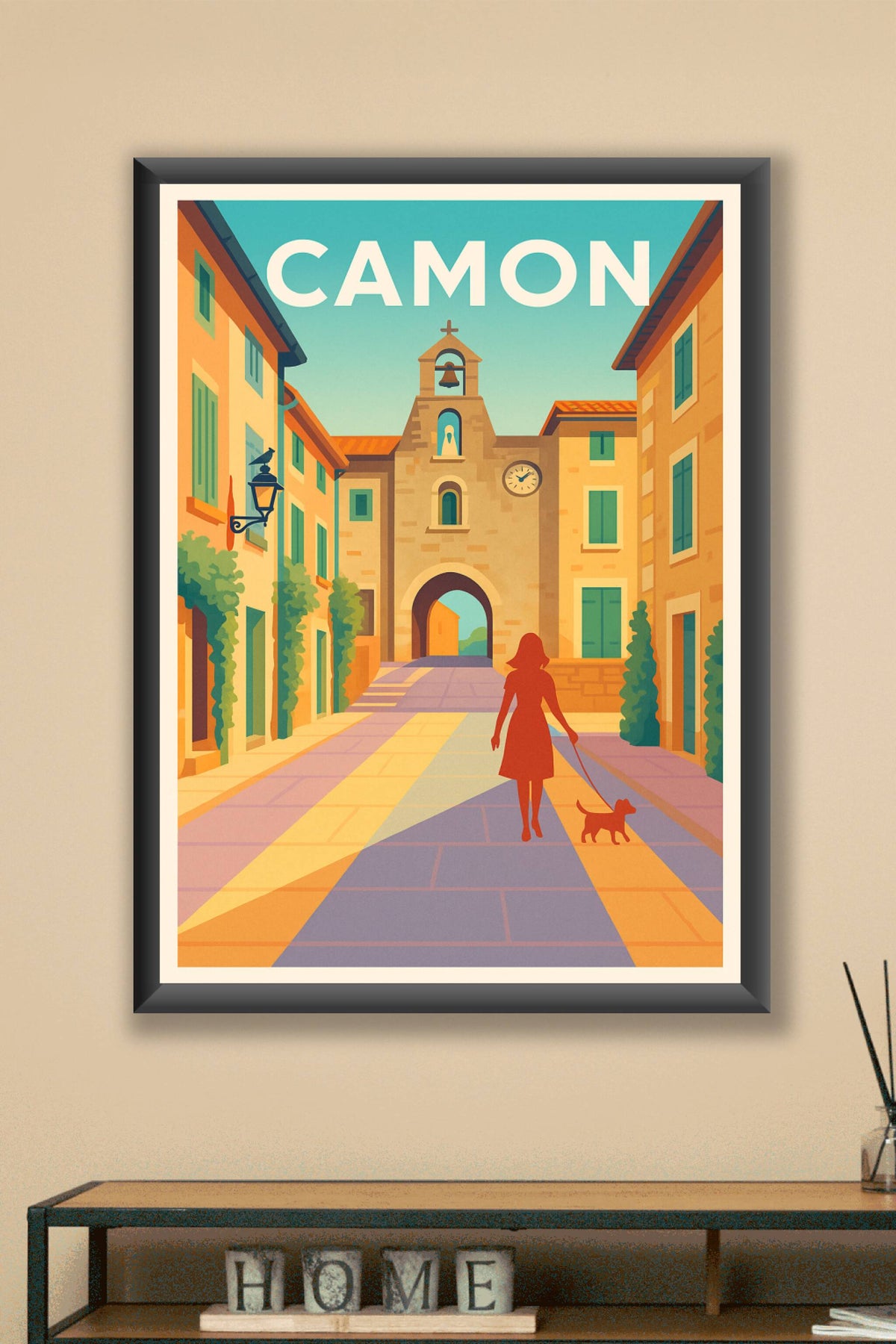 Affiche Camon — Flânerie ensoleillée au cœur du village · poster d'art de Camon