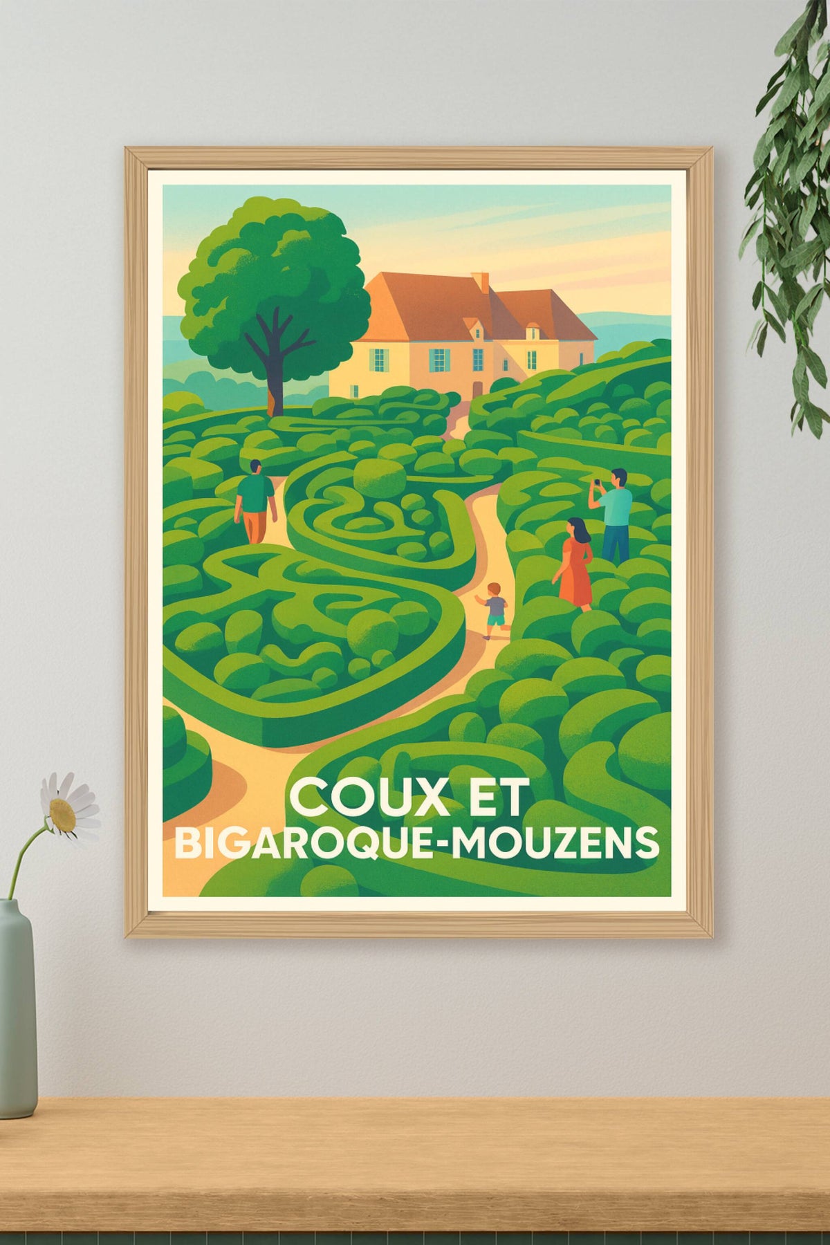 Affiche Coux et Bigaroque-Mouzens — L'évasion verte au cœur du Périgord · poster d'art de Coux et Bigaroque-Mouzens