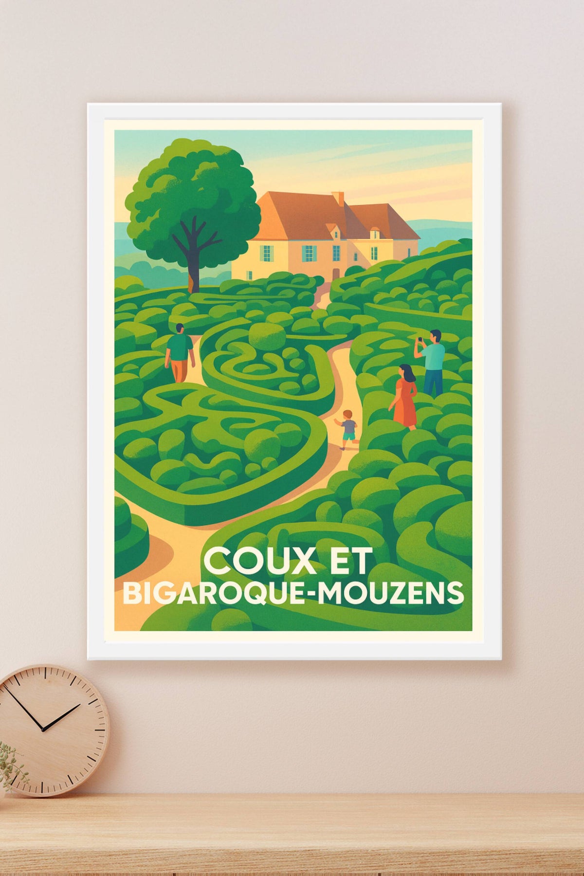 Affiche Coux et Bigaroque-Mouzens — L'évasion verte au cœur du Périgord · poster d'art de Coux et Bigaroque-Mouzens
