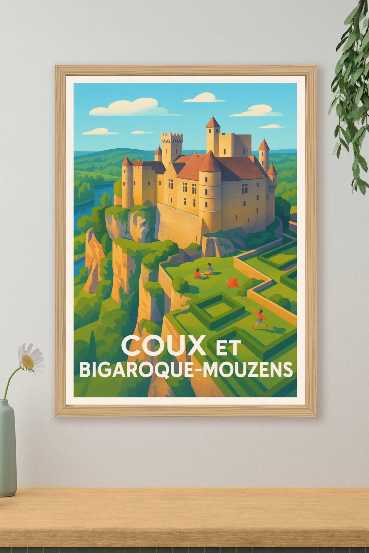 Affiche Coux et Bigaroque-Mouzens — Splendeur médiévale en pleine nature · poster d'art de Coux et Bigaroque-Mouzens