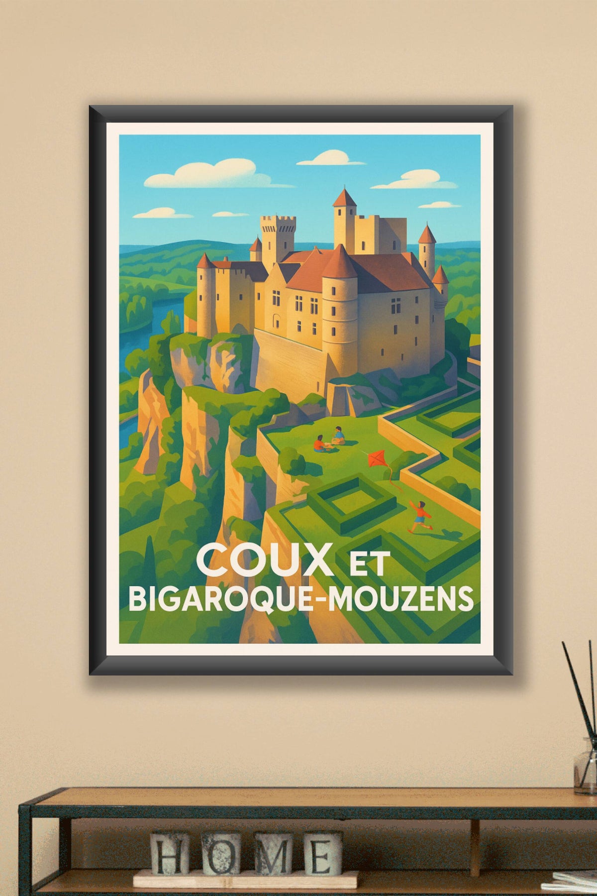 Affiche Coux et Bigaroque-Mouzens — Splendeur médiévale en pleine nature · poster d'art de Coux et Bigaroque-Mouzens