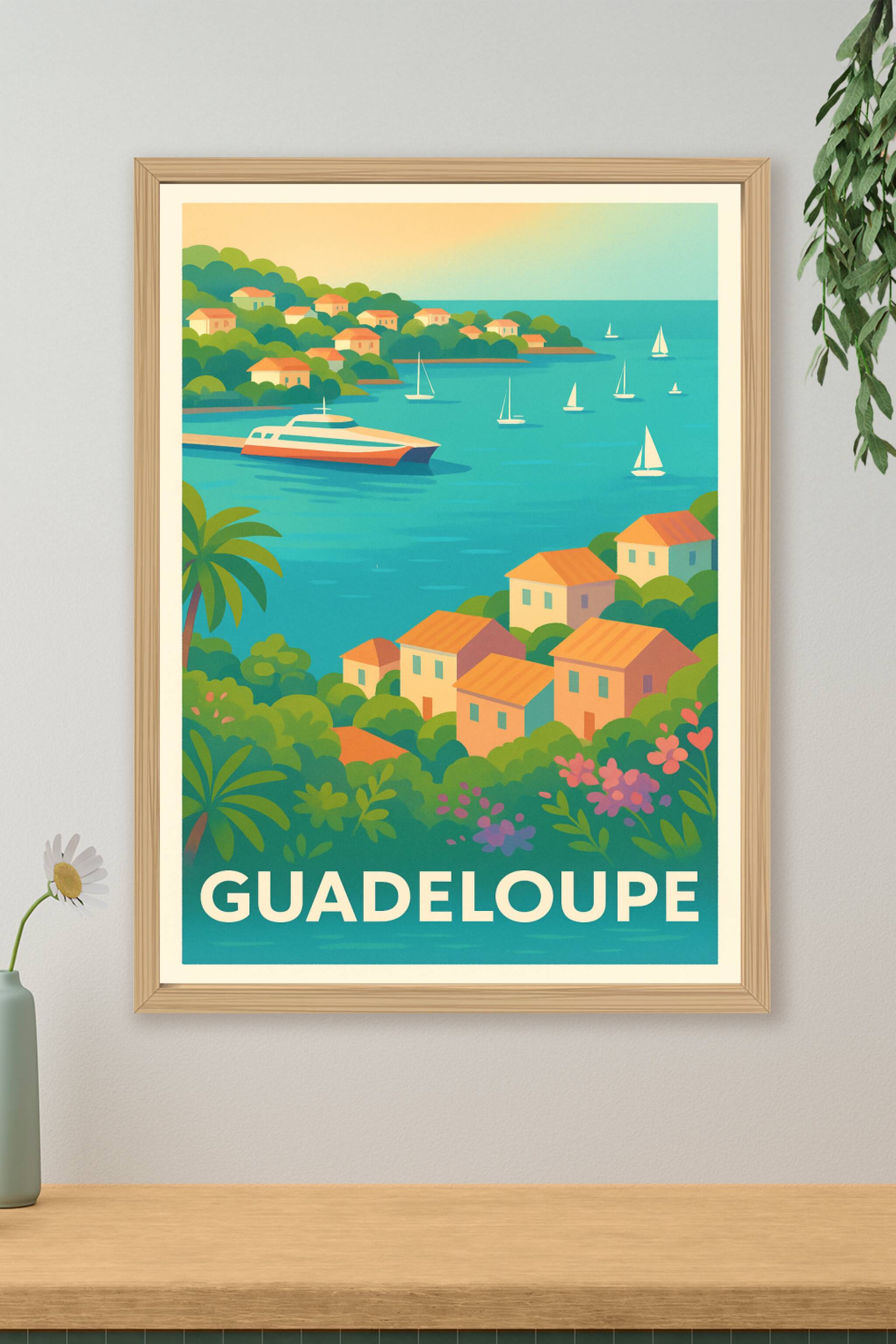 Affiche de Guadeloupe - Paradis tropical illustré