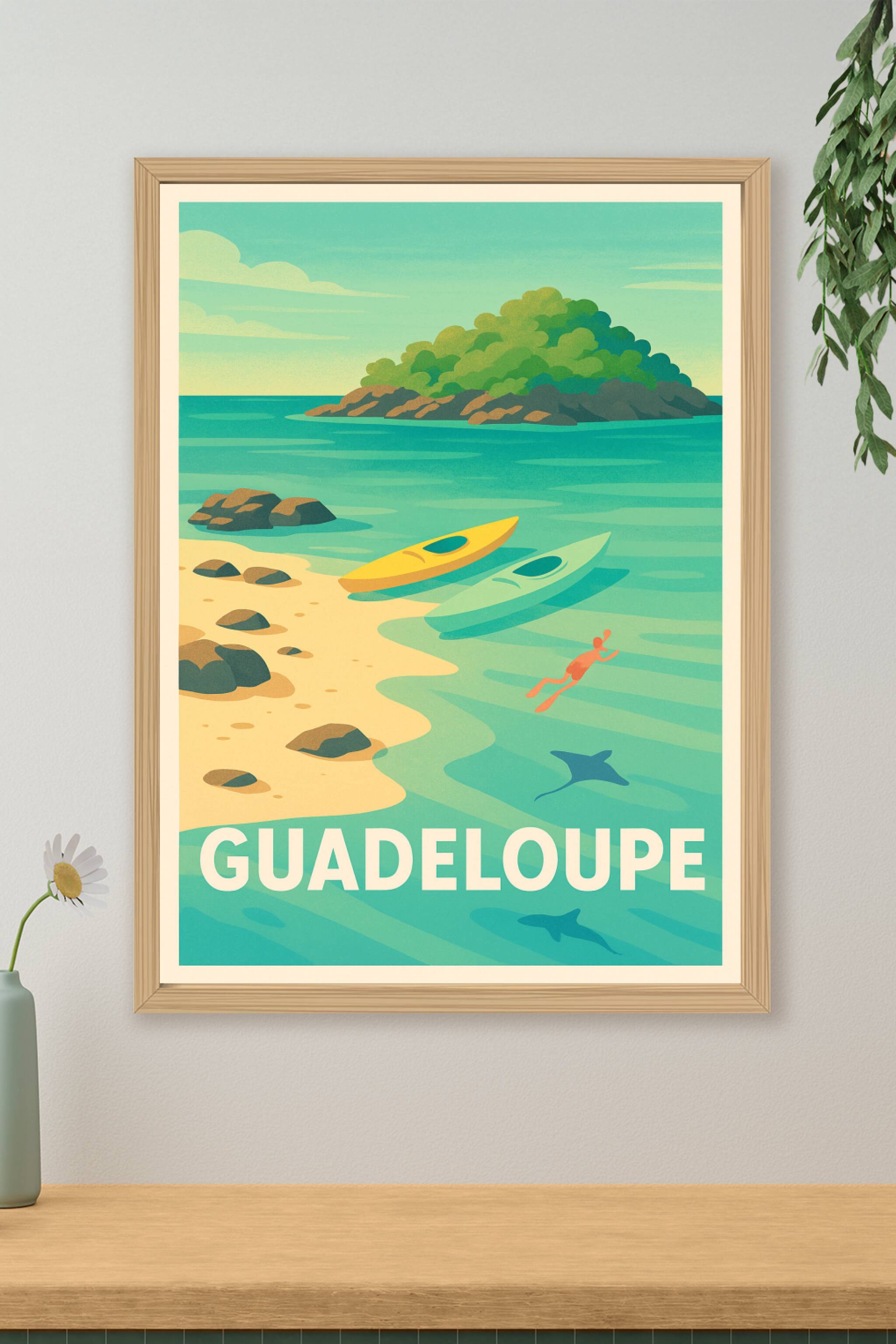 Affiche de Guadeloupe - Évasion tropicale entre plage et lagon
