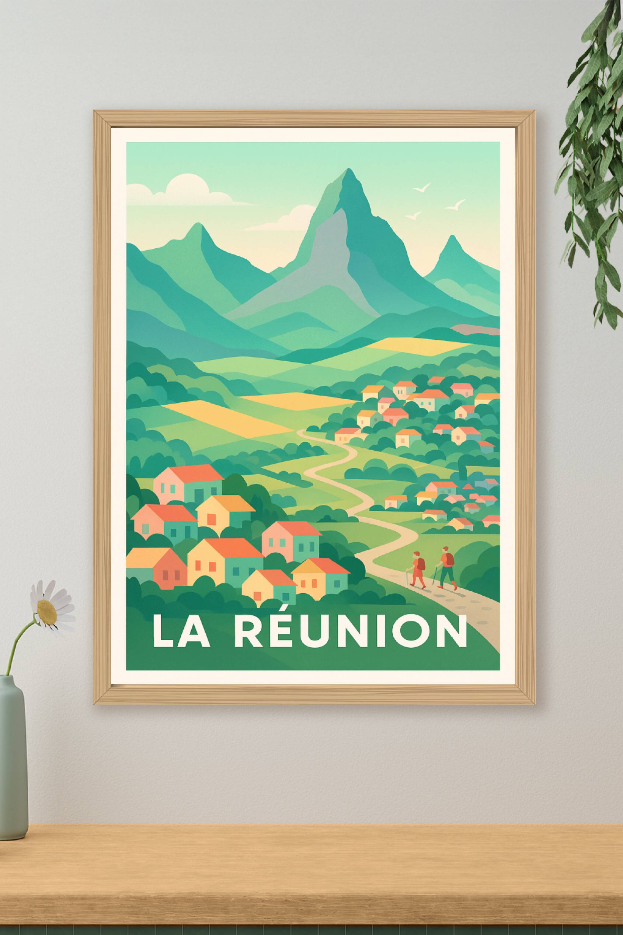 Affiche de La Réunion - Évasion et nature luxuriante