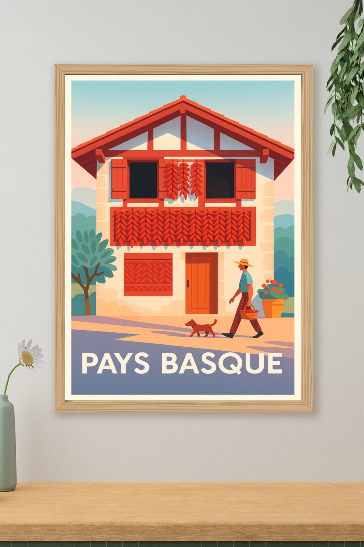 Affiche Pays Basque — Charme authentique et couleurs vives · poster d'art de Pays Basque