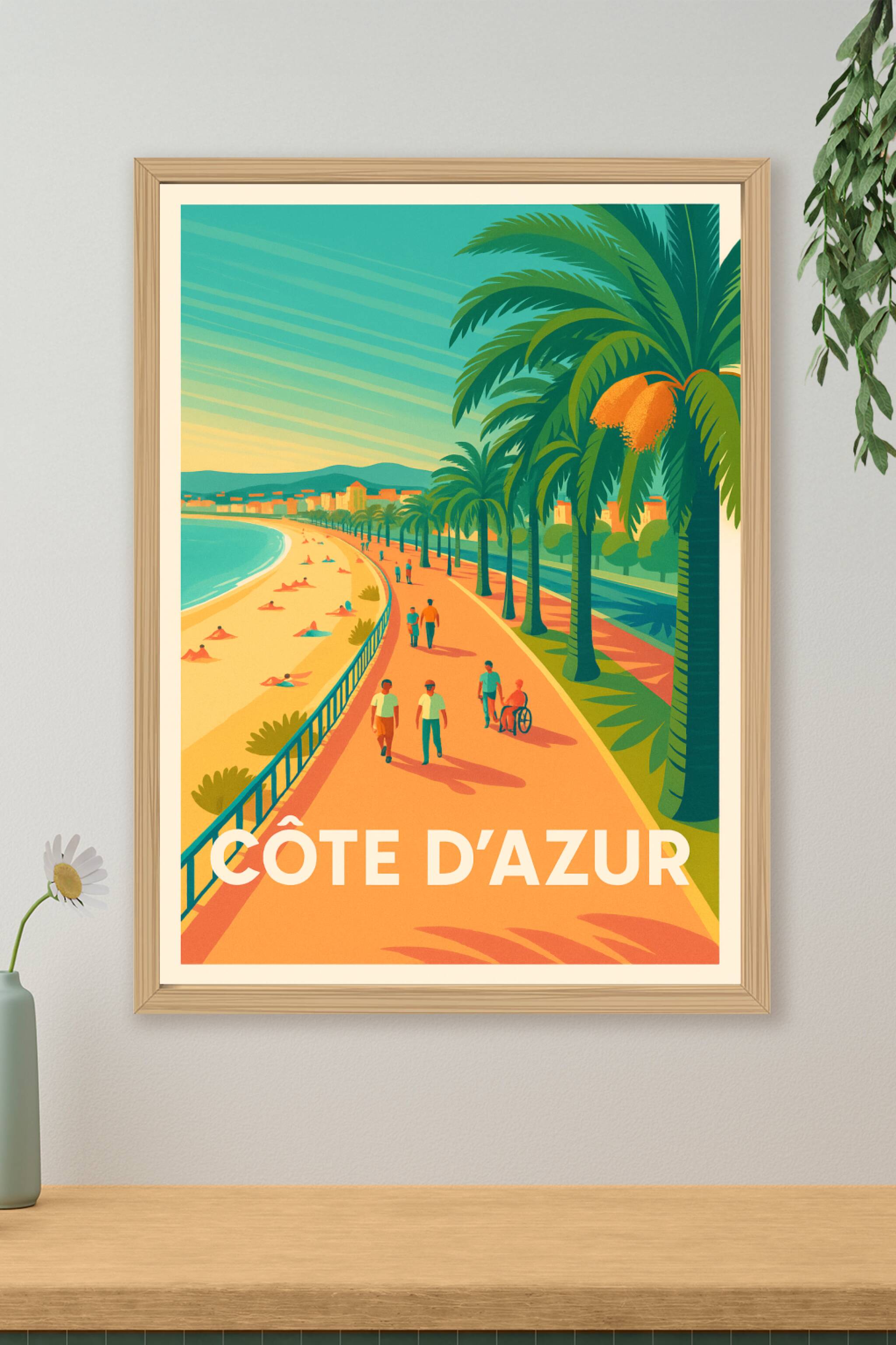 Affiche de Côte d'Azur - Promenade ensoleillée sur la Riviera