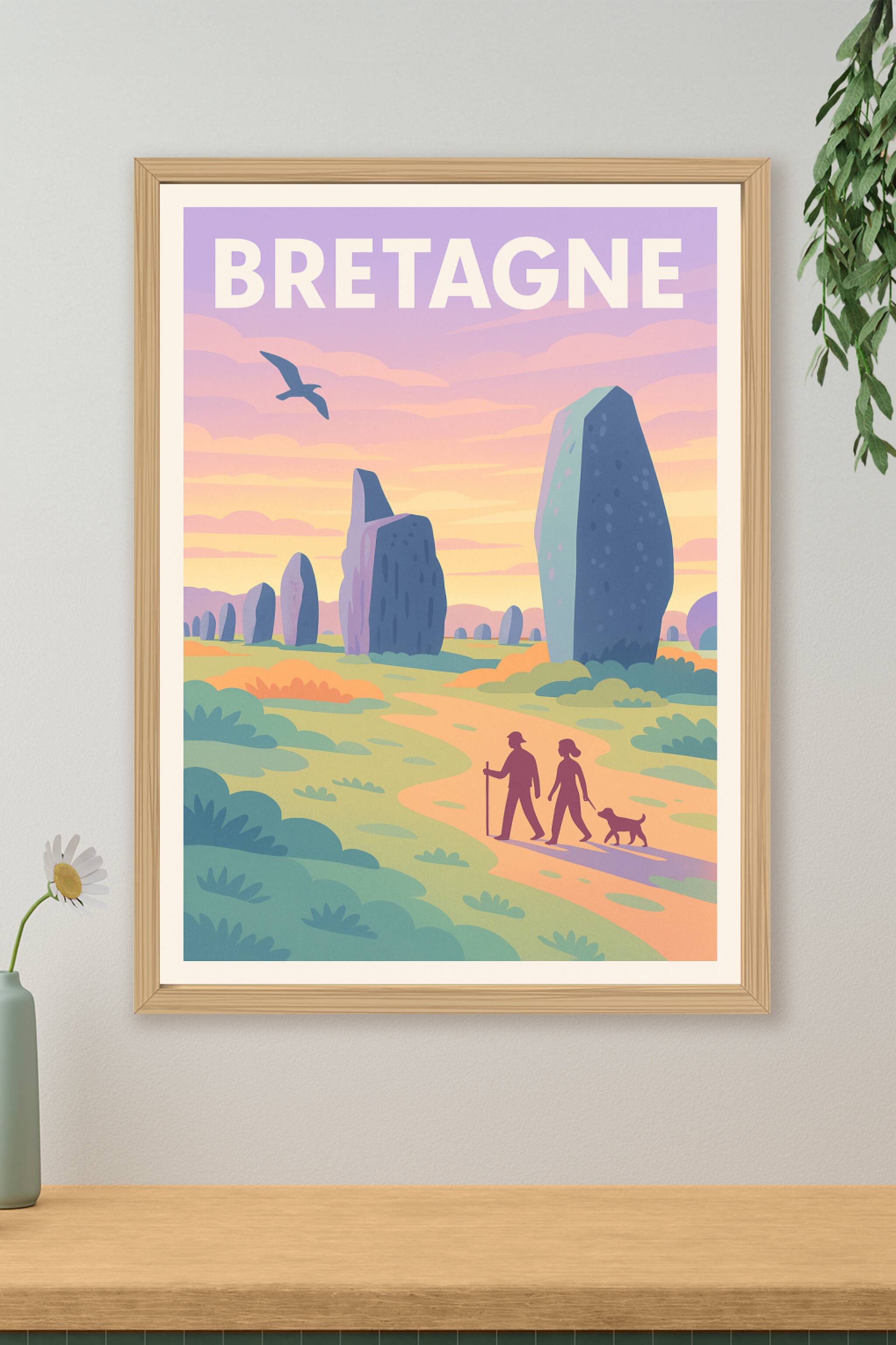 Affiche de Bretagne - Promenades mystiques entre menhirs