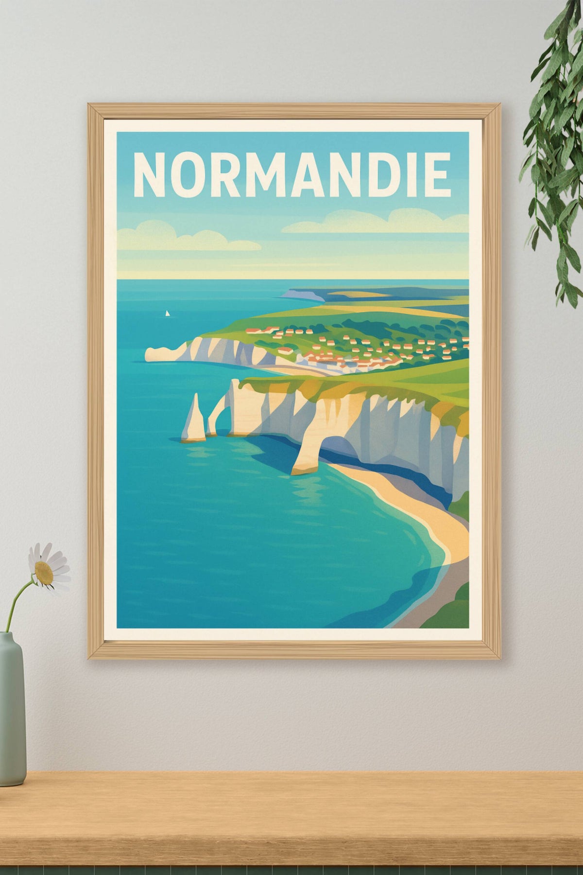 Affiche Normandie — Les célèbres falaises d'Étretat en lumière · poster d'art de Normandie