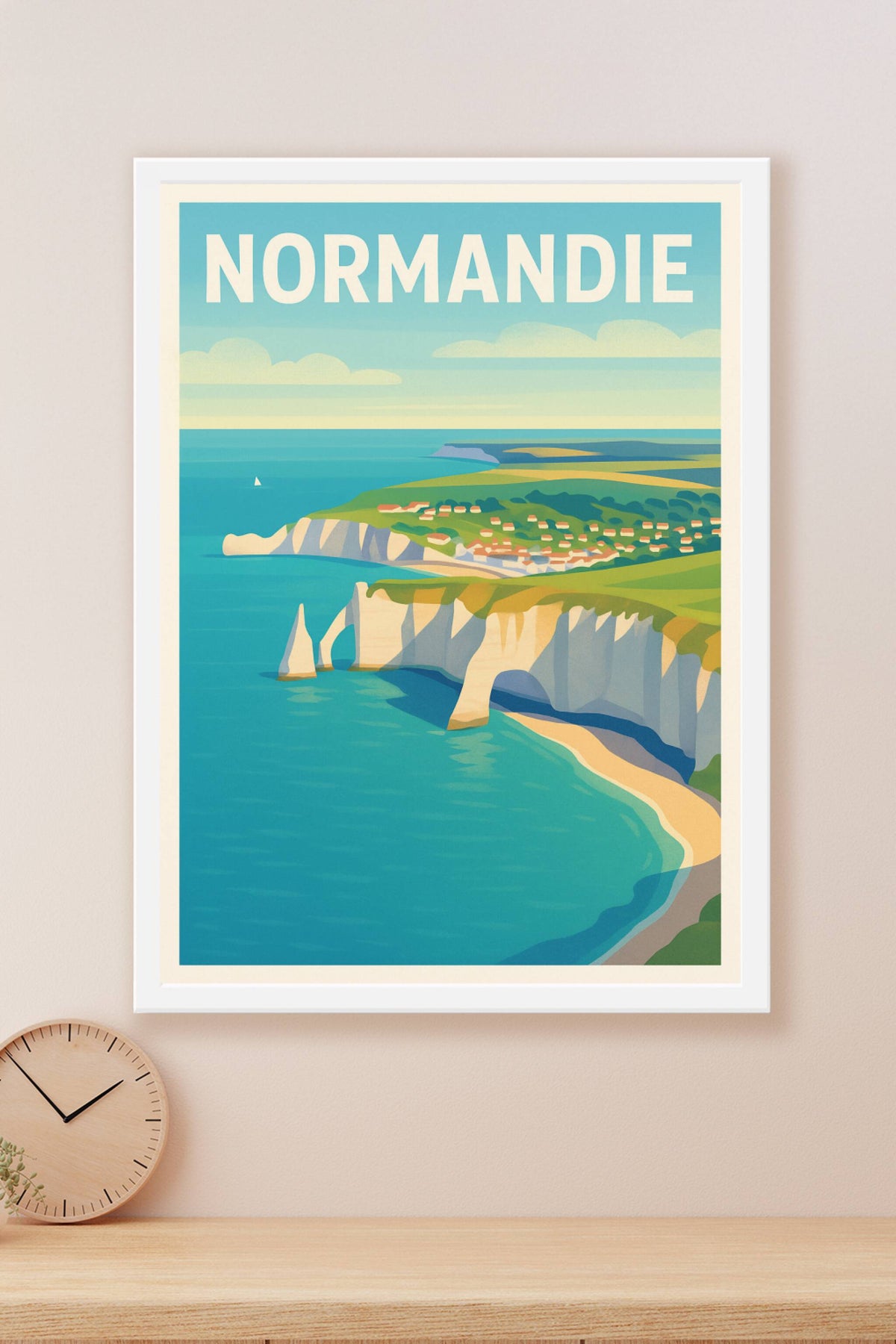 Affiche Normandie — Les célèbres falaises d'Étretat en lumière · poster d'art de Normandie