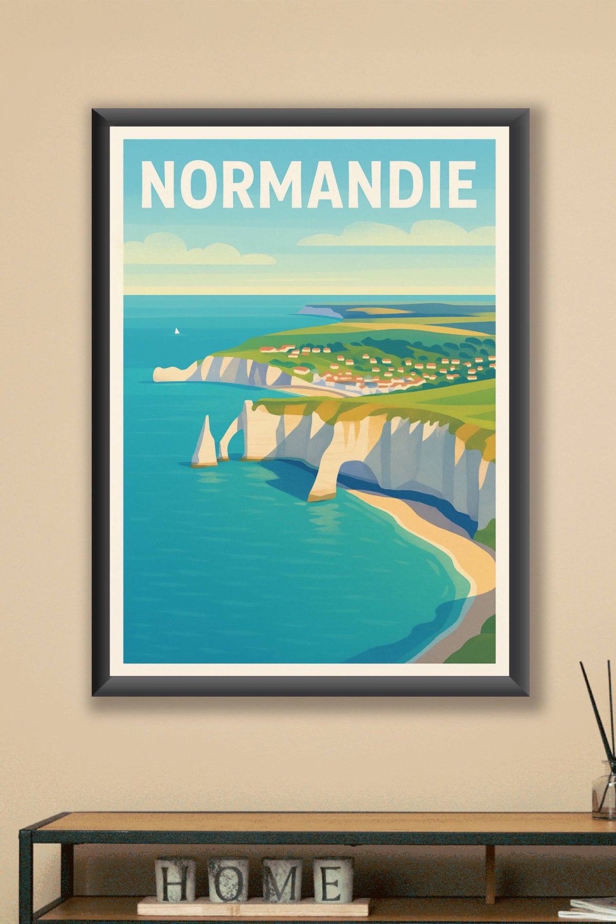 Affiche Normandie — Les célèbres falaises d'Étretat en lumière · poster d'art de Normandie