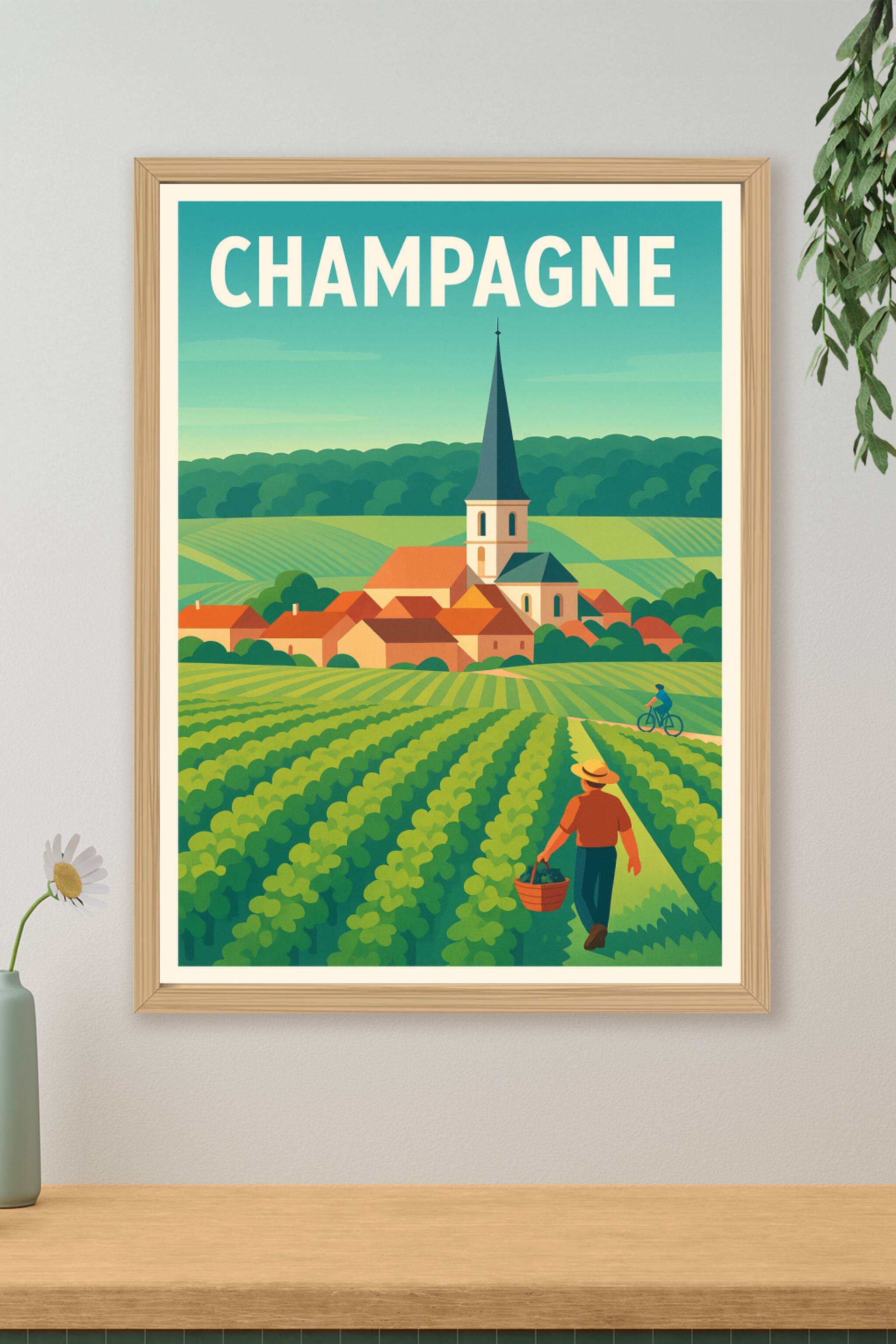 Affiche de Champagne - Havre de nature et traditions viticoles