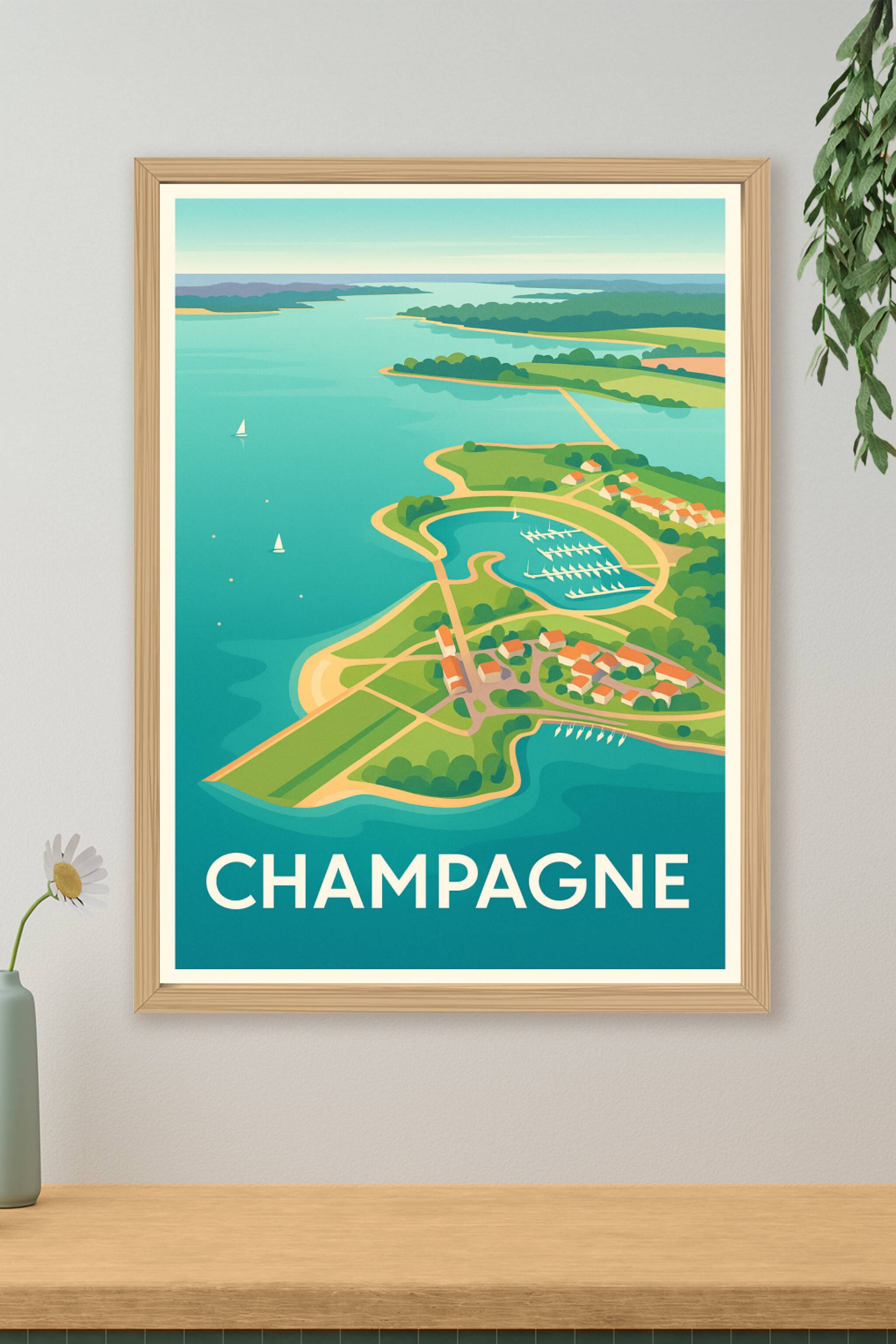 Affiche de Champagne - Évasion entre terre et eau
