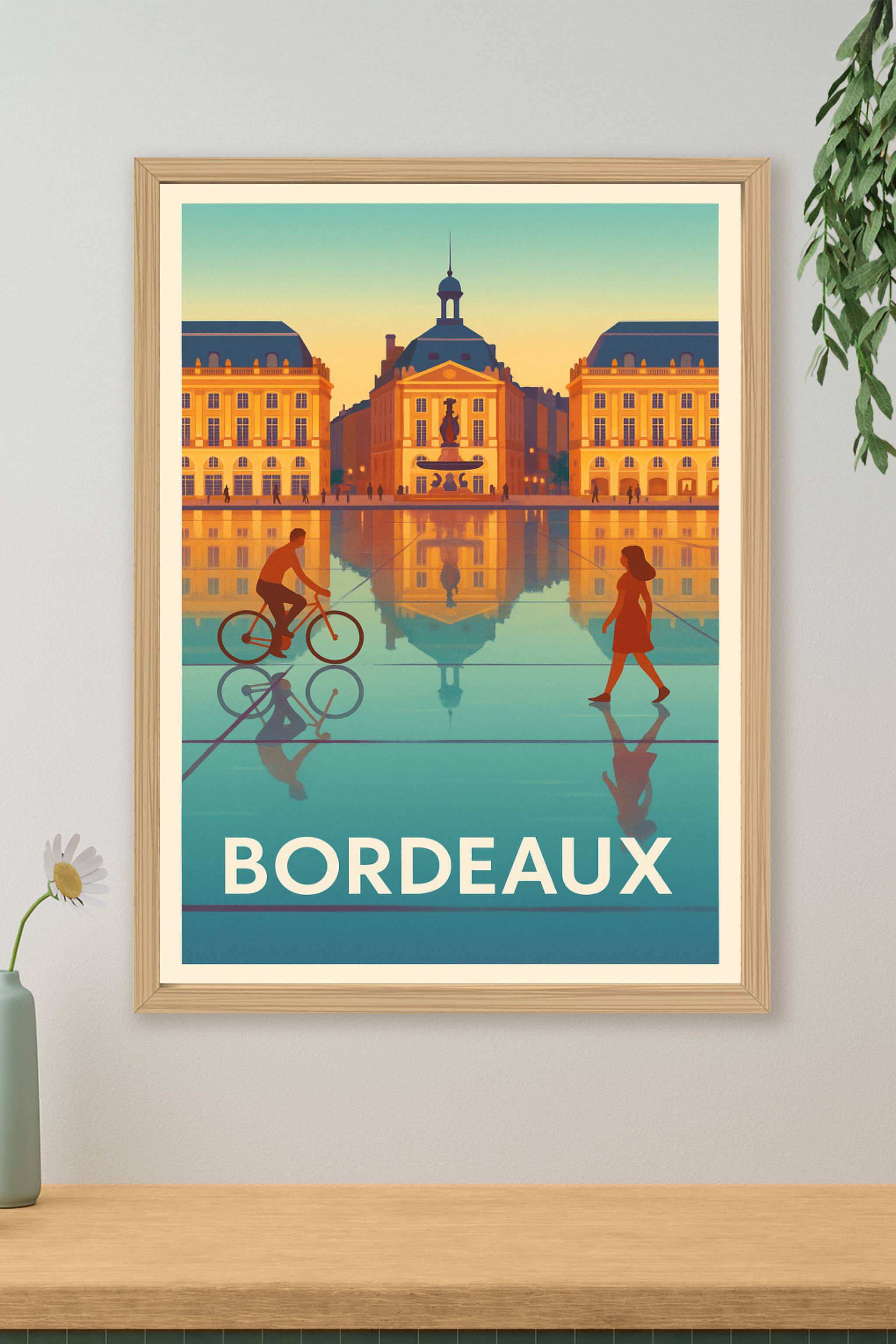 Affiche de Bordeaux - Reflets romantiques sur la Place de la Bourse