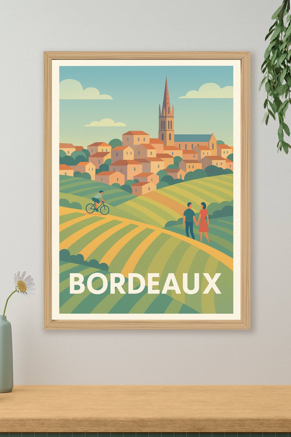 Affiche Bordeaux — Escapade romantique au cœur des vignobles · poster d'art de Bordeaux