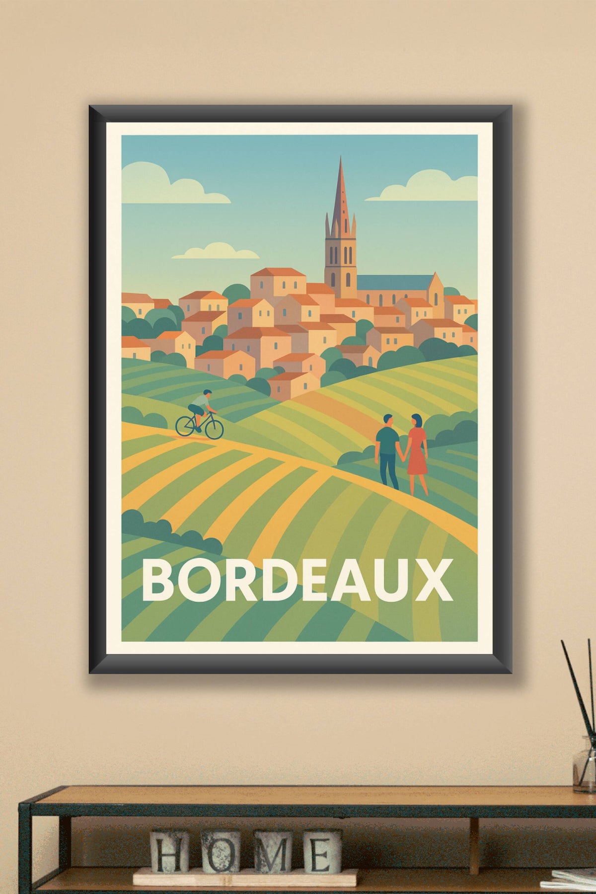 Affiche Bordeaux — Escapade romantique au cœur des vignobles · poster d'art de Bordeaux