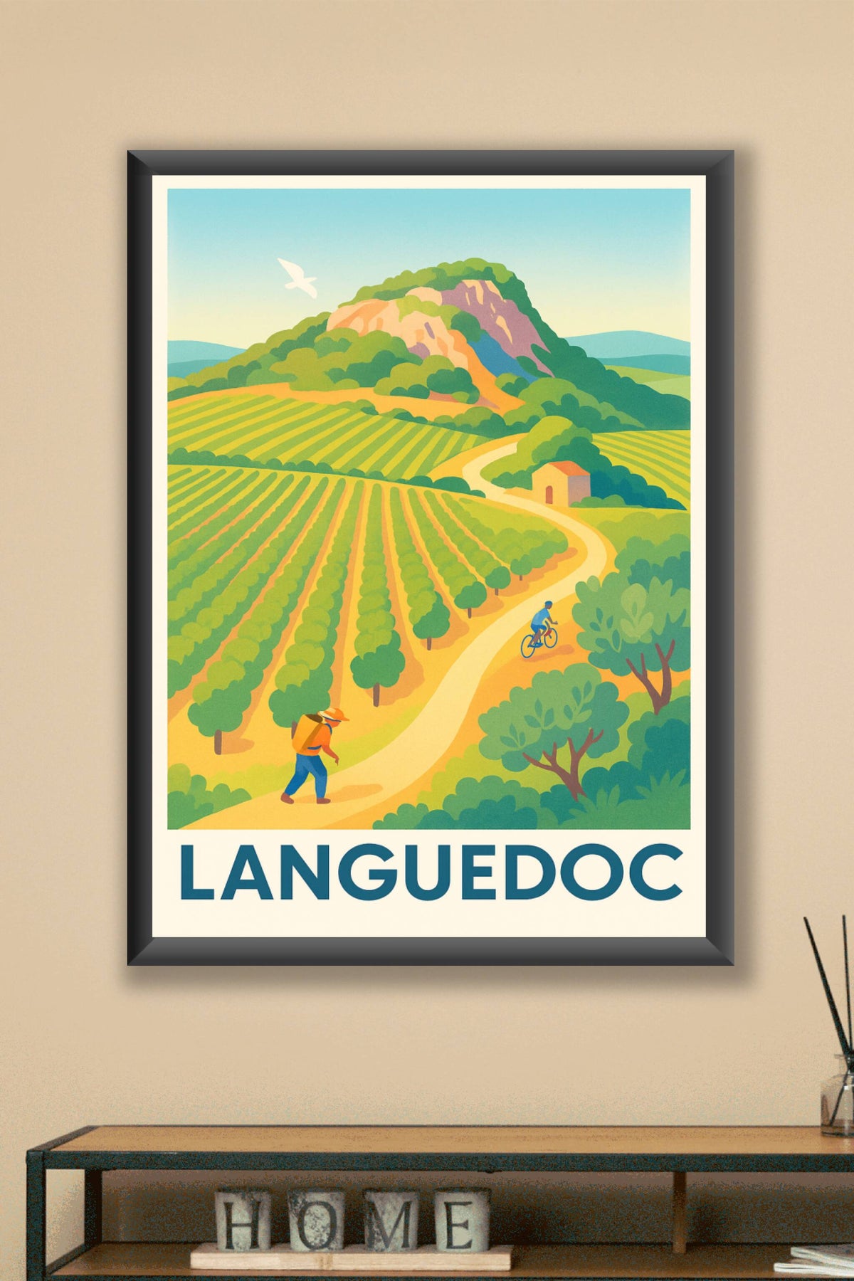 Affiche Languedoc — L'art de vivre entre vignes et soleil · poster d'art de Languedoc