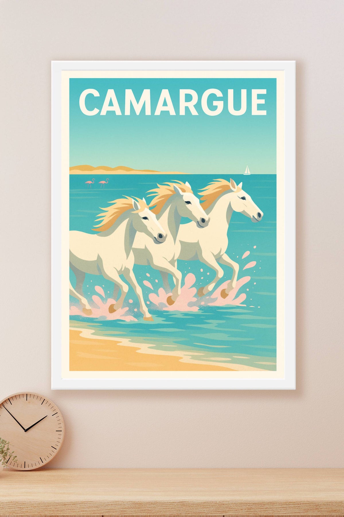 Affiche Camargue — L'élégance sauvage des chevaux blancs · poster d'art de Camargue