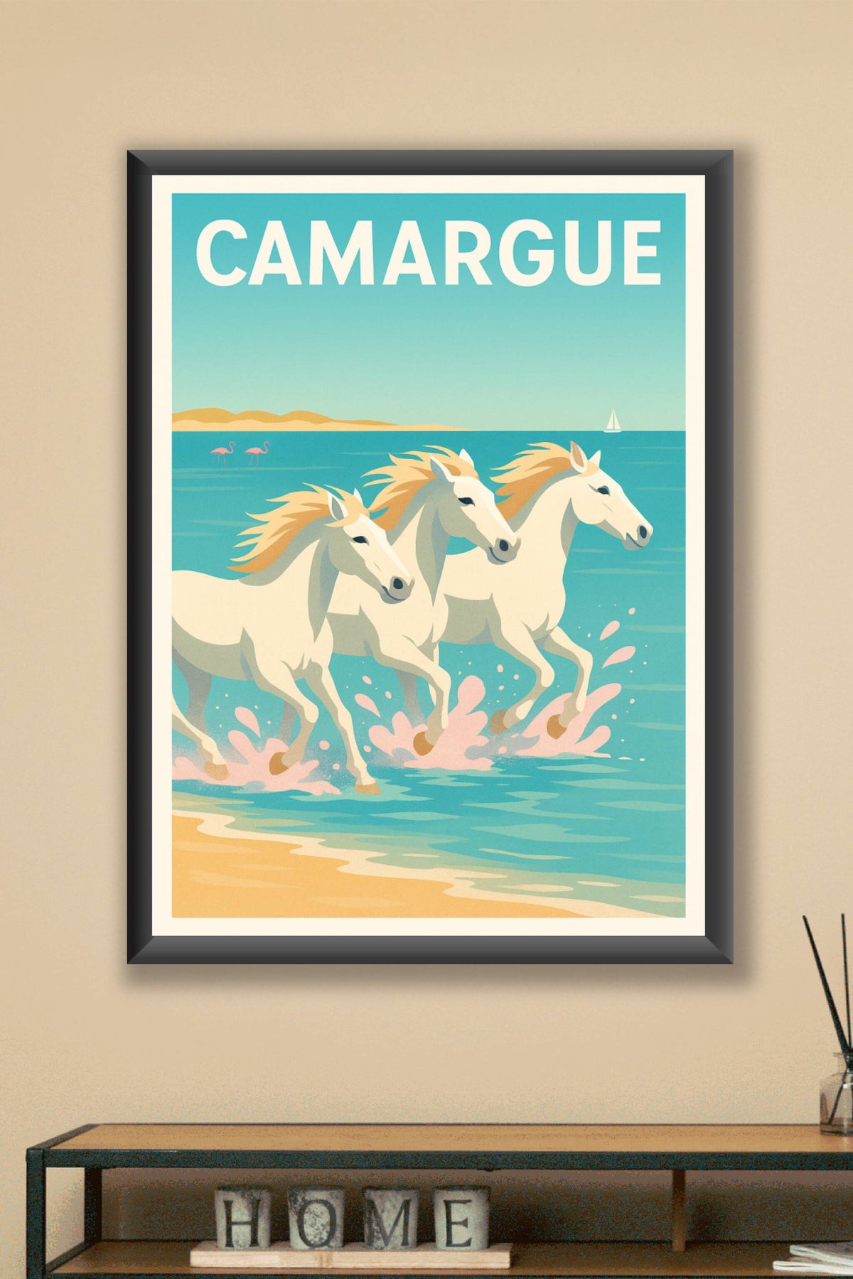 Affiche Camargue — L'élégance sauvage des chevaux blancs · poster d'art de Camargue