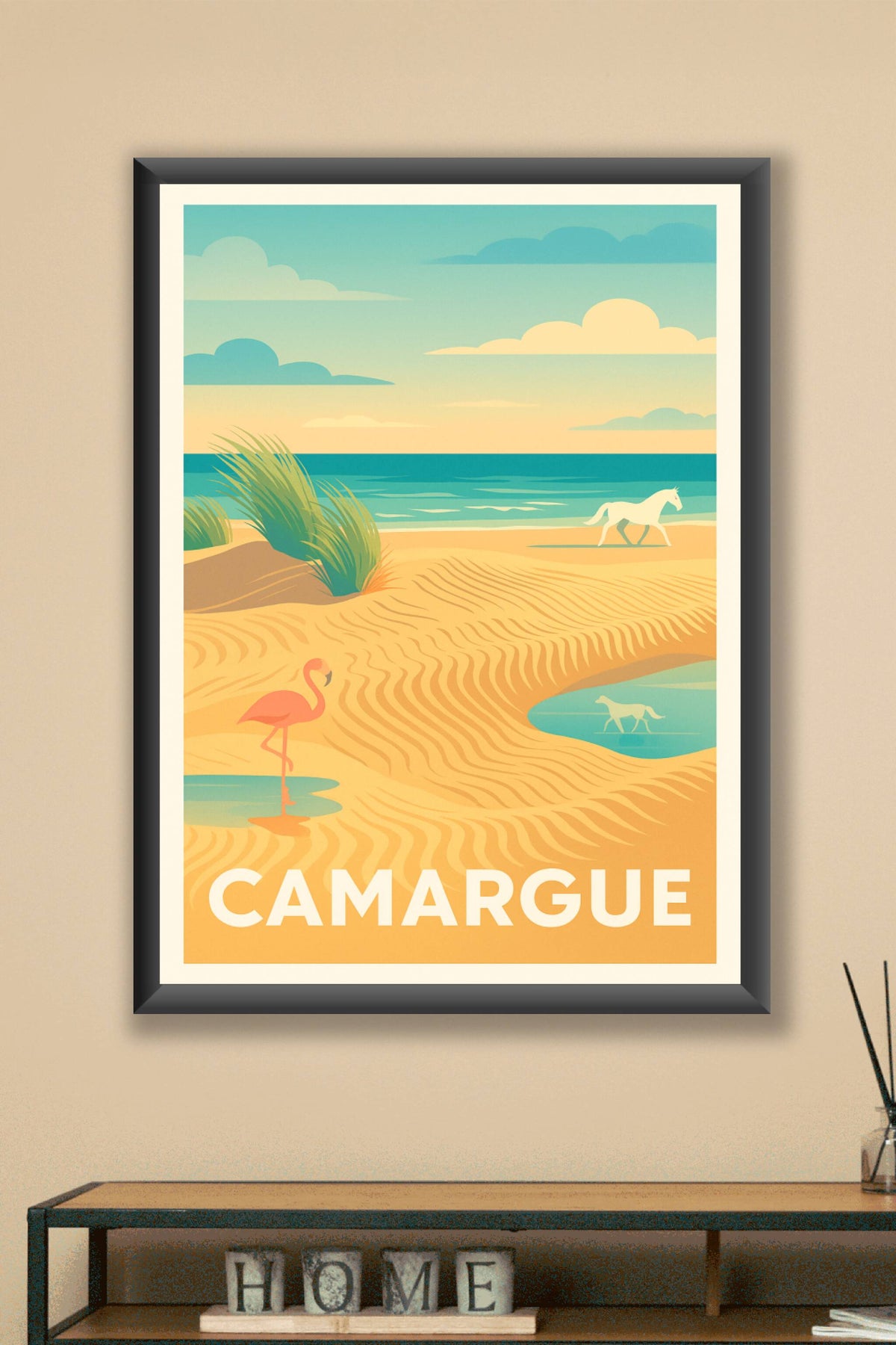 Affiche Camargue — Évasion entre sable et mer · poster d'art de Camargue