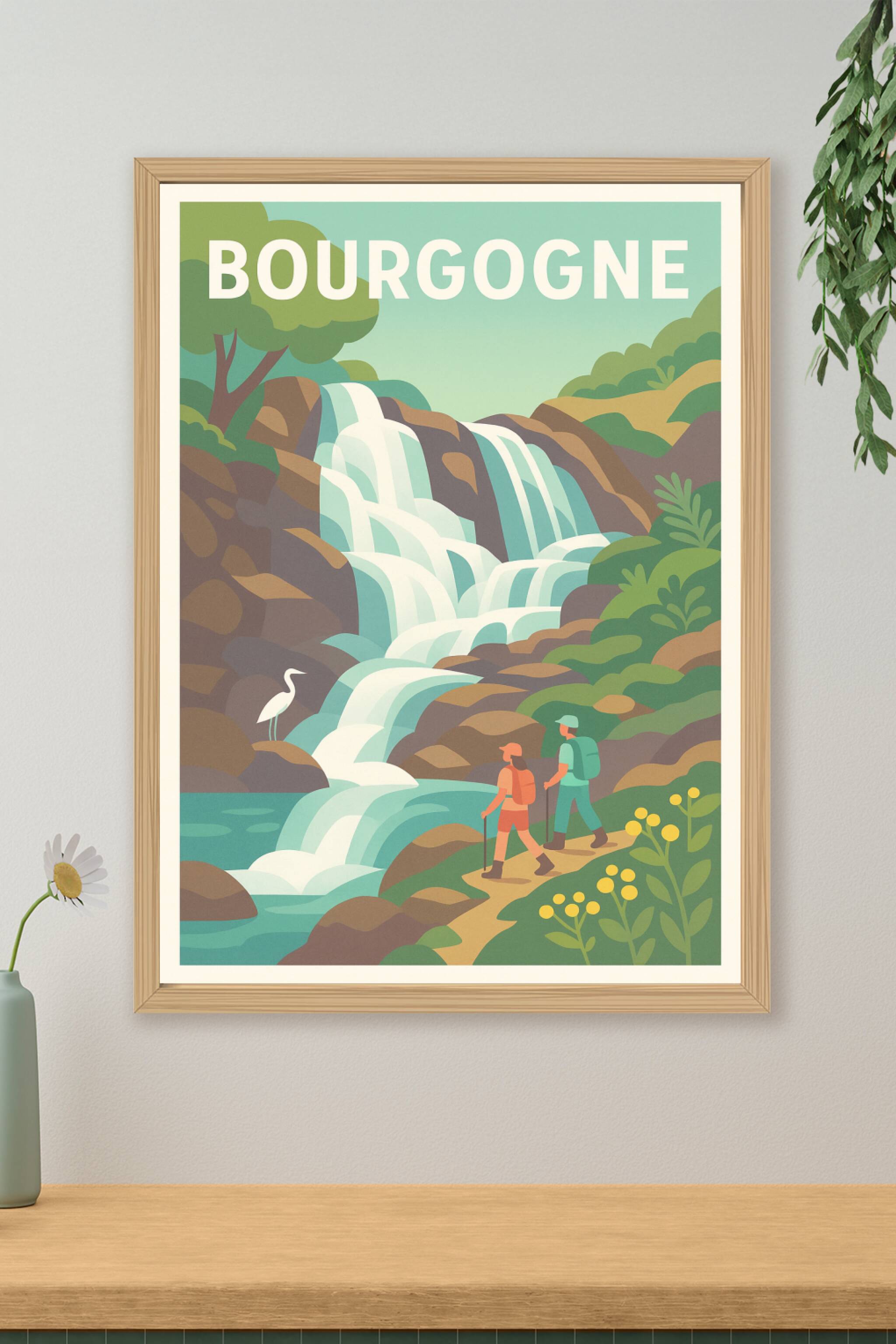 Affiche de Bourgogne - Évasion naturelle entre cascades et sentiers